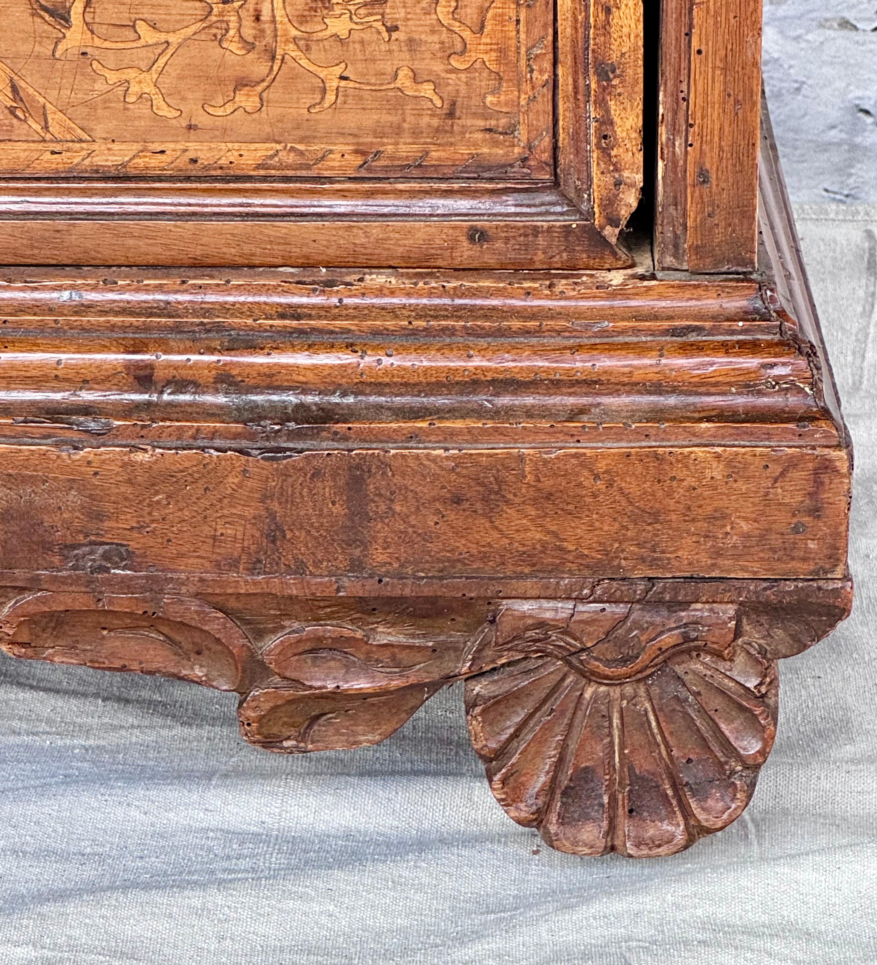17th Century Italian Marquetry Inlaid Four Drawer Chest For Sale 4