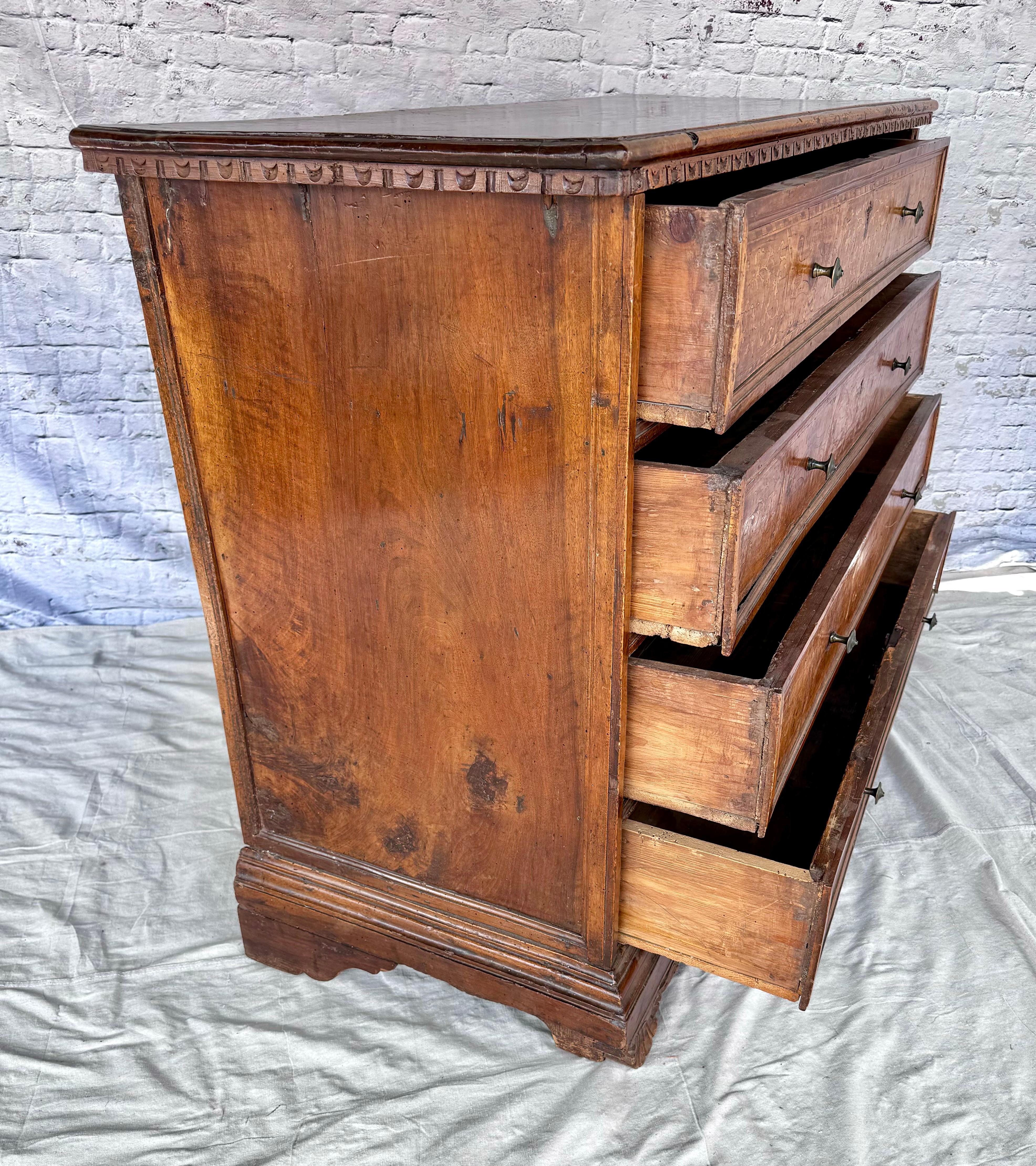 17th Century Italian Marquetry Inlaid Four Drawer Chest For Sale 8
