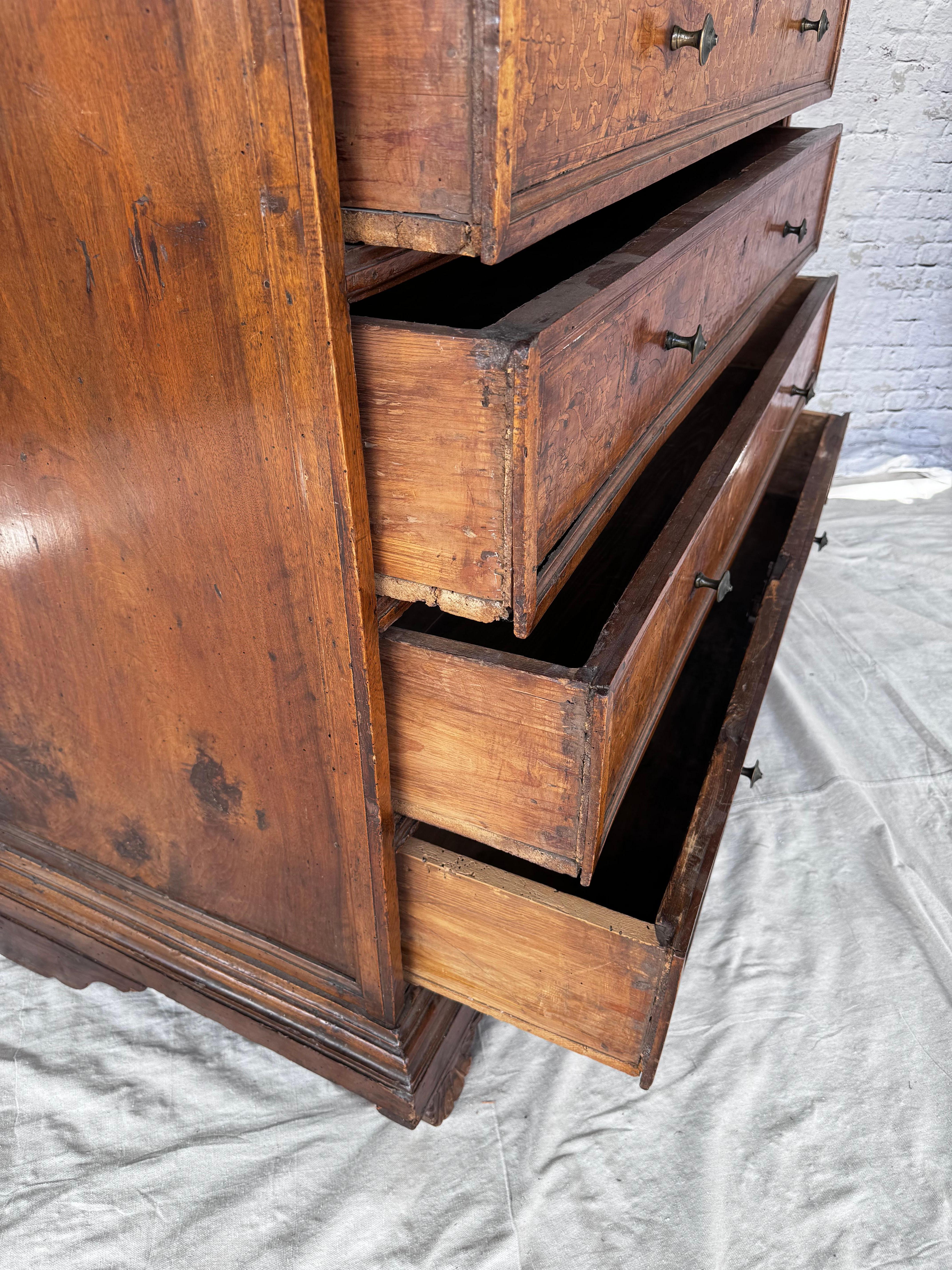17th Century Italian Marquetry Inlaid Four Drawer Chest For Sale 9