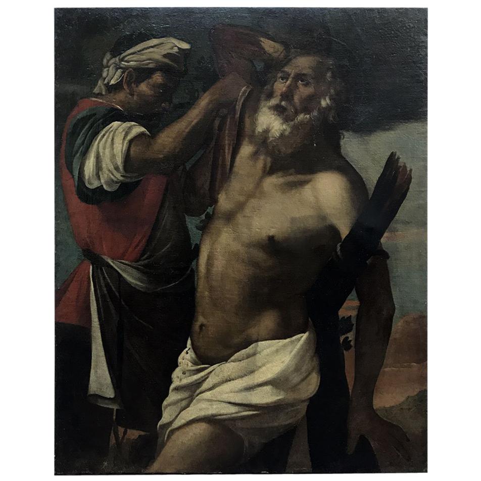 17th Century Italian Martyrdom of Saint Andrew Lombard School Religious Painting