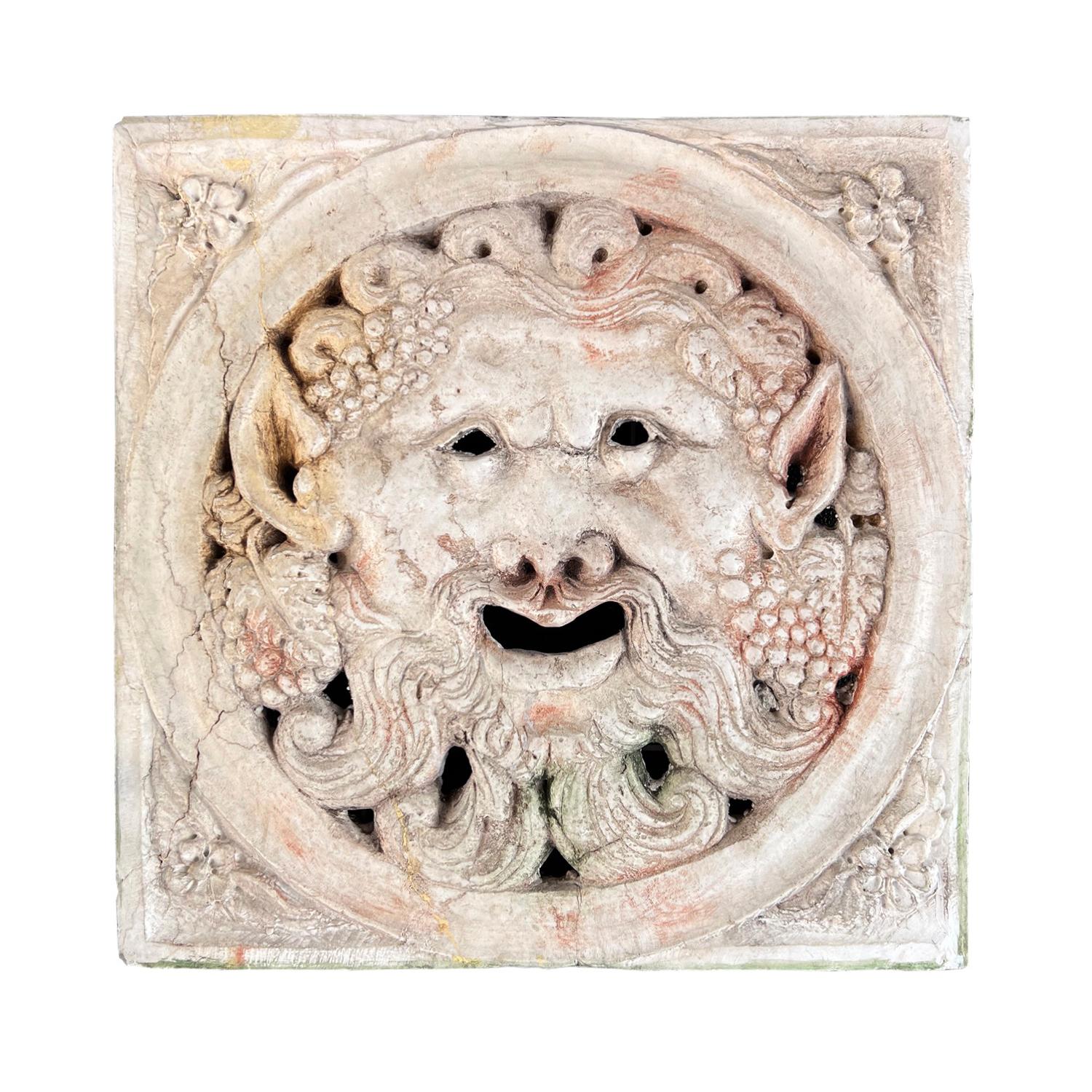 Hand-Carved 17th Century Italian Medieval Square Marble Relief - Antique Wall Panel Décor