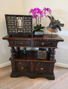17th Century Italian Milano Renaissance Period Bone Ivory Ebony Tabletop Cabinet