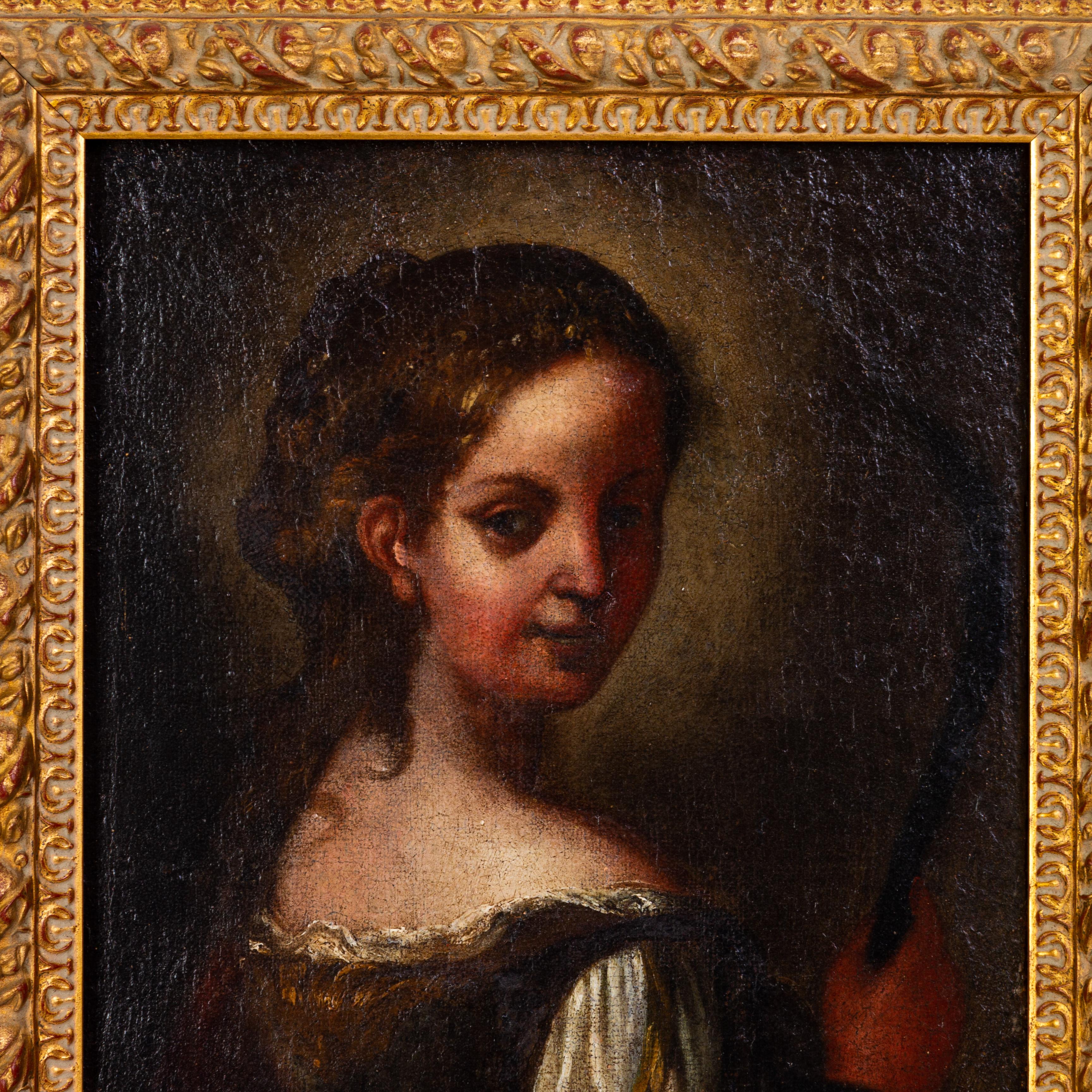 Pintura al óleo de viejo maestro napolitano italiano del siglo XVII Retrato de una joven dama
Buen estado, acompañado de certificado de autenticidad. 
Procedente de una colección privada italiana.
Envío internacional gratuito.