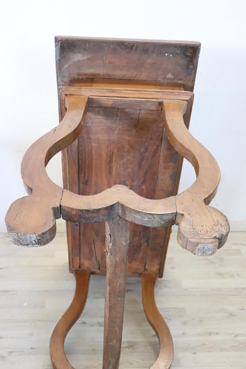 17th Century Italian Oak Wood Antique Fratino Table or Desk with Lyre Legs For Sale 7