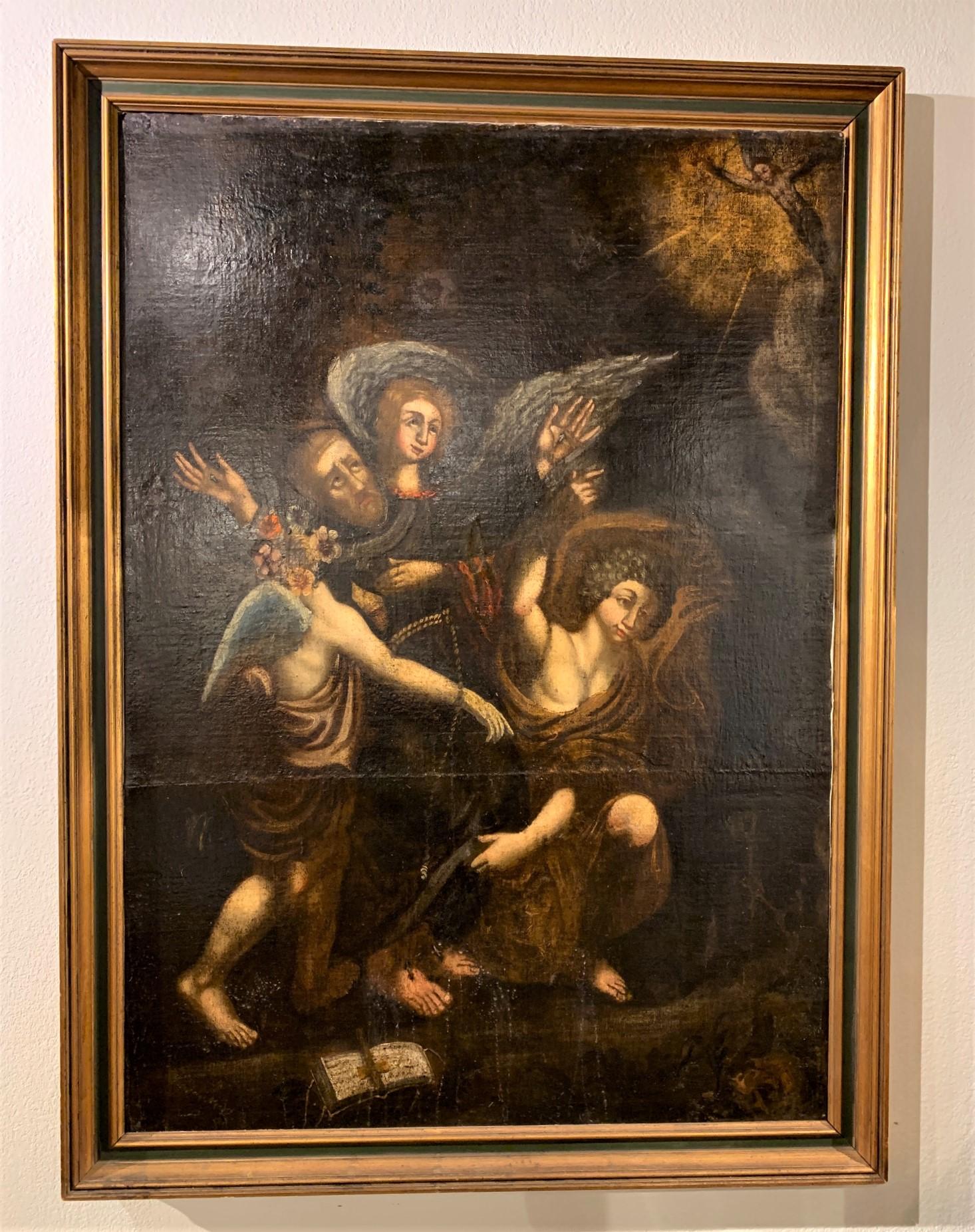 Large 17th century Italian oil on canvas religious scene painting. Powerful and expressive depiction. Signature not apparent. Cleaned and re-lined, circa 1690. Measures: Overall 44 x 60. canvas is 39 x 55.



  