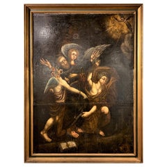 17th Century Italian Oil On Canvas Religious Scene Painting