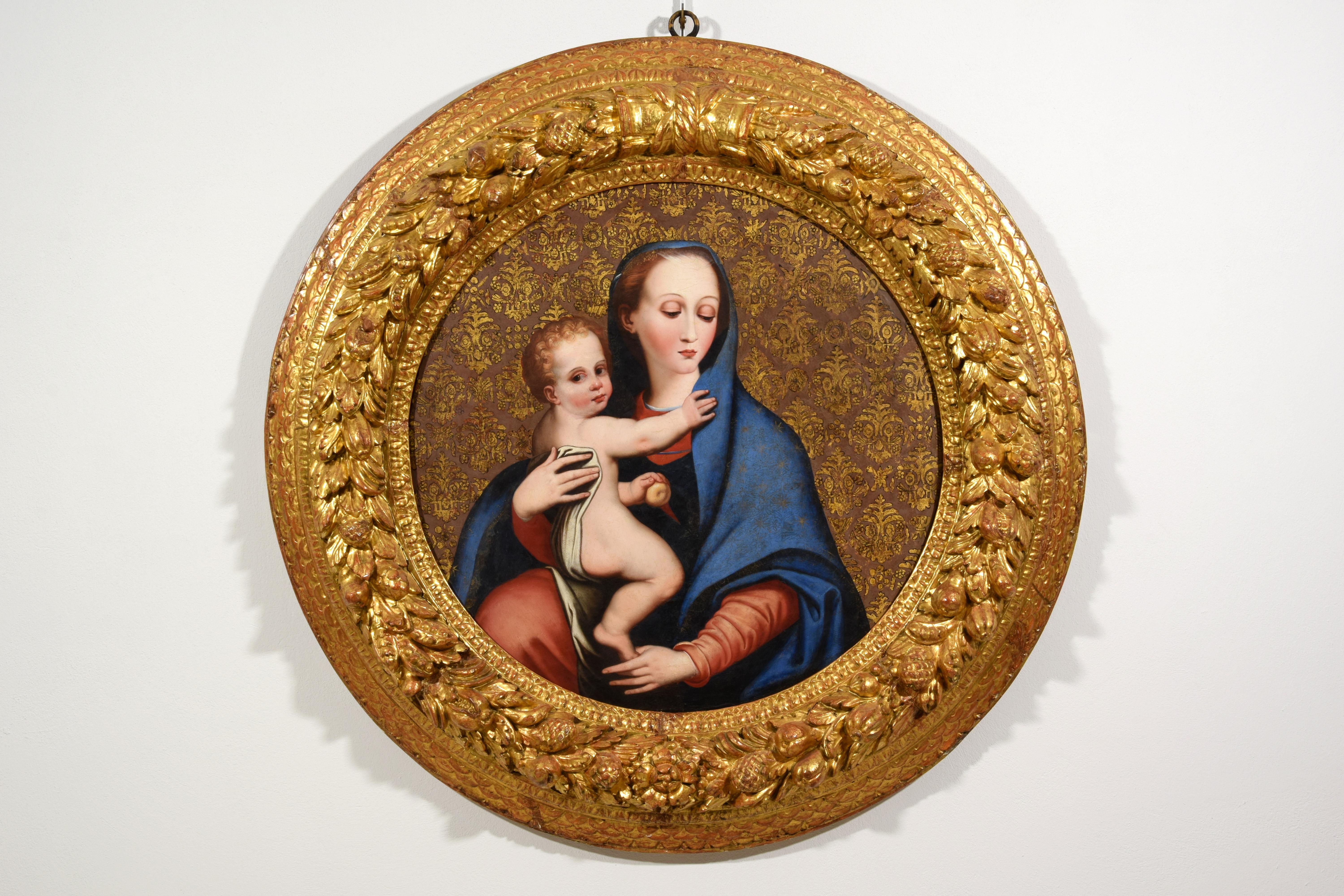 Renaissance 17th Century, Italian Oil on Panel Painting Depicting Madonna della Purità For Sale