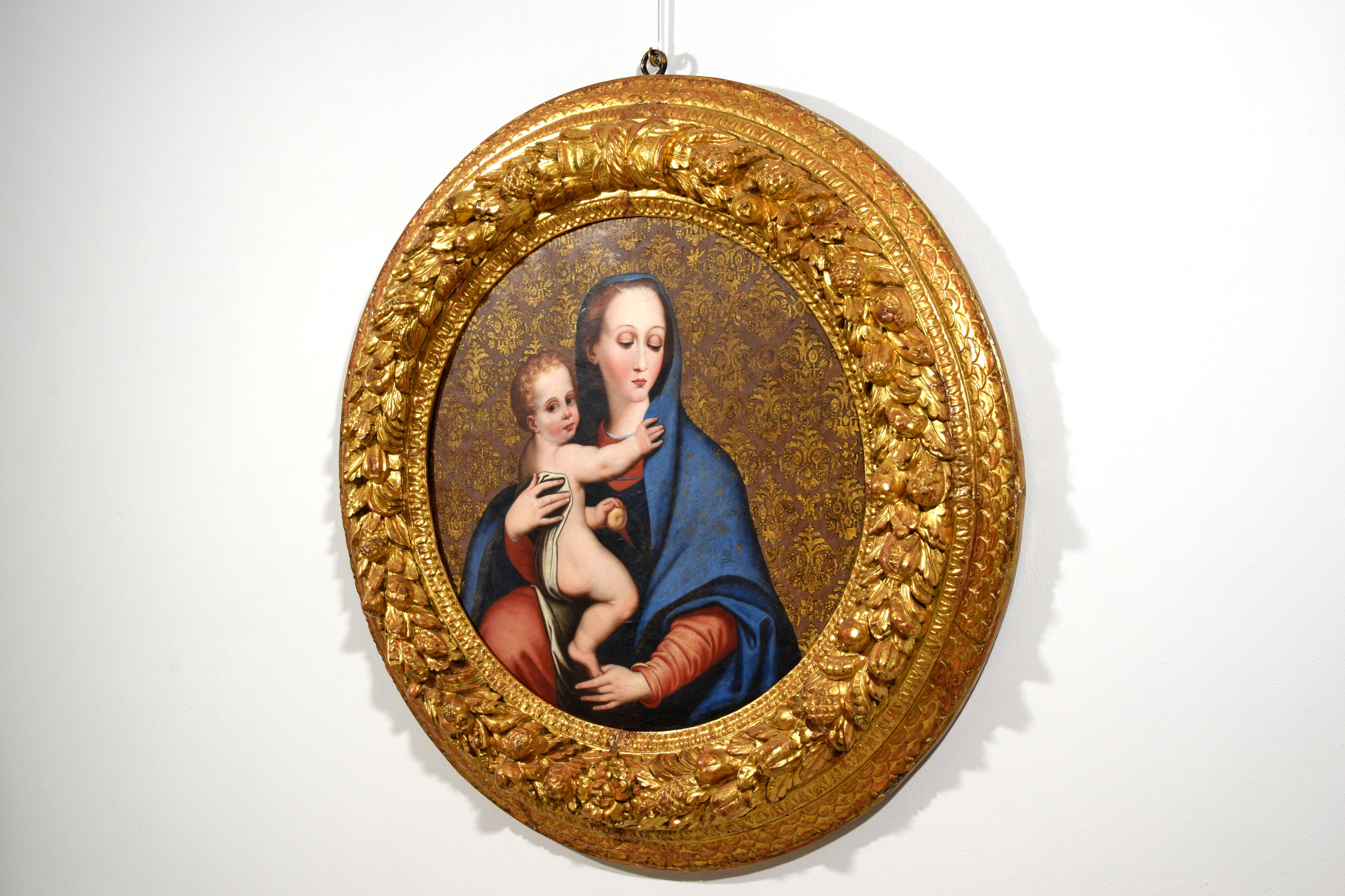 18th Century and Earlier 17th Century, Italian Oil on Panel Painting Depicting Madonna della Purità For Sale