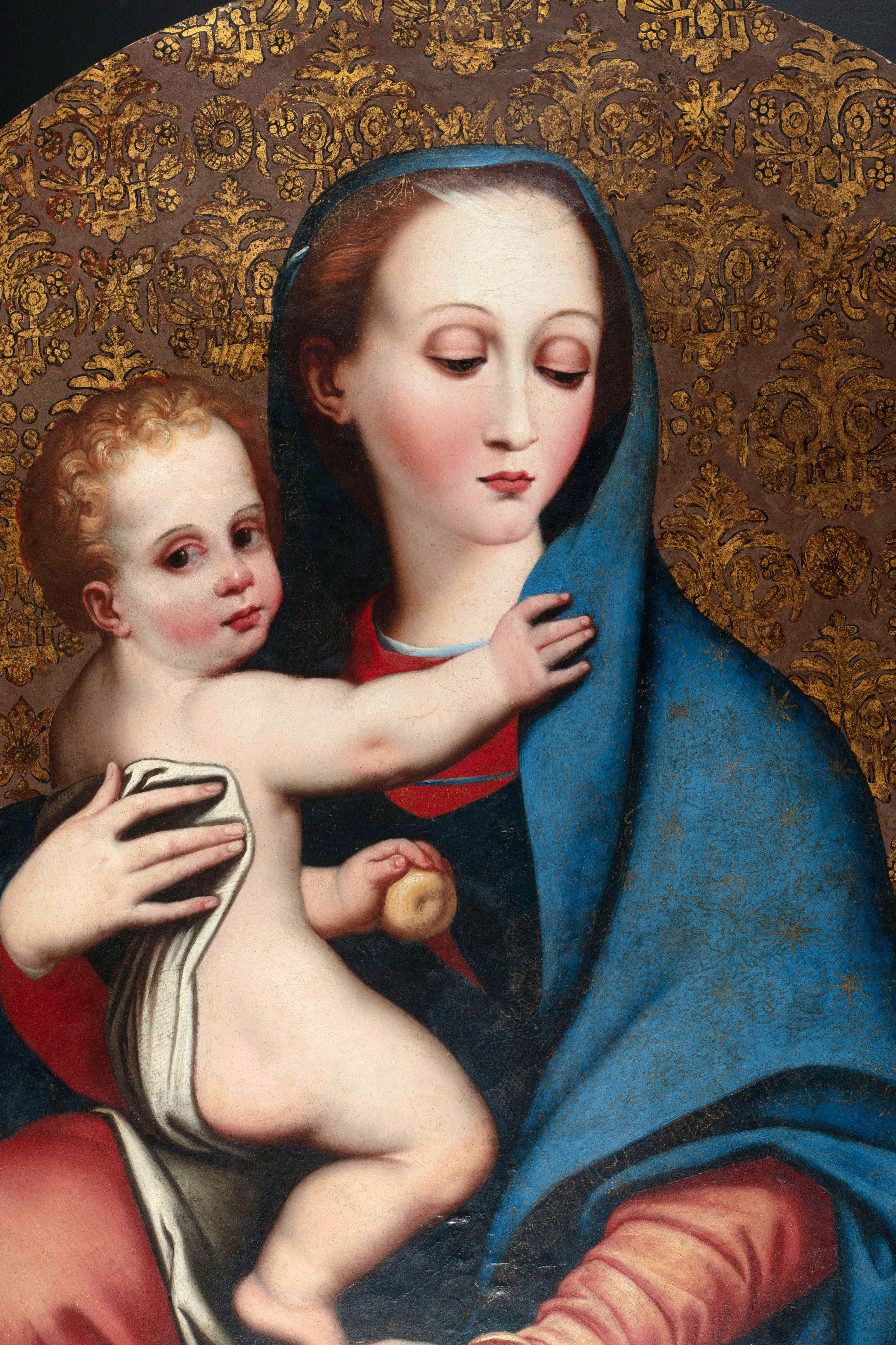 Wood 17th Century, Italian Oil on Panel Painting Depicting Madonna della Purità For Sale