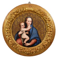 17th Century, Italian Oil on Panel Painting Depicting Madonna della Purità