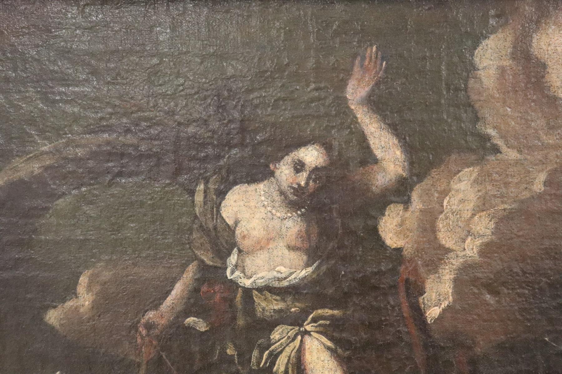 Peinture à l'huile sur toile italienne du 17e siècle, sujet mythologique en vente 14
