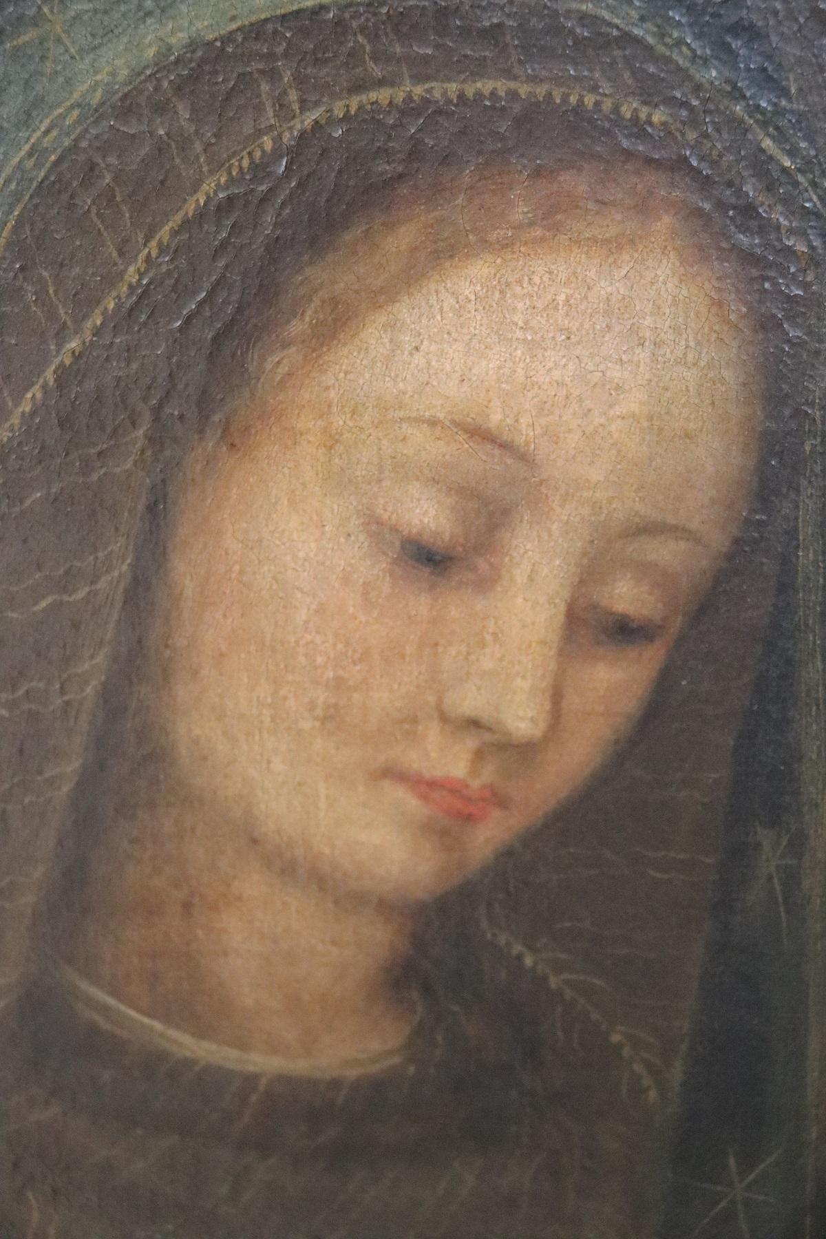 17th Century Italian Oil Painting on Canvas, Virgin Mary in Prayer In Good Condition In Casale Monferrato, IT