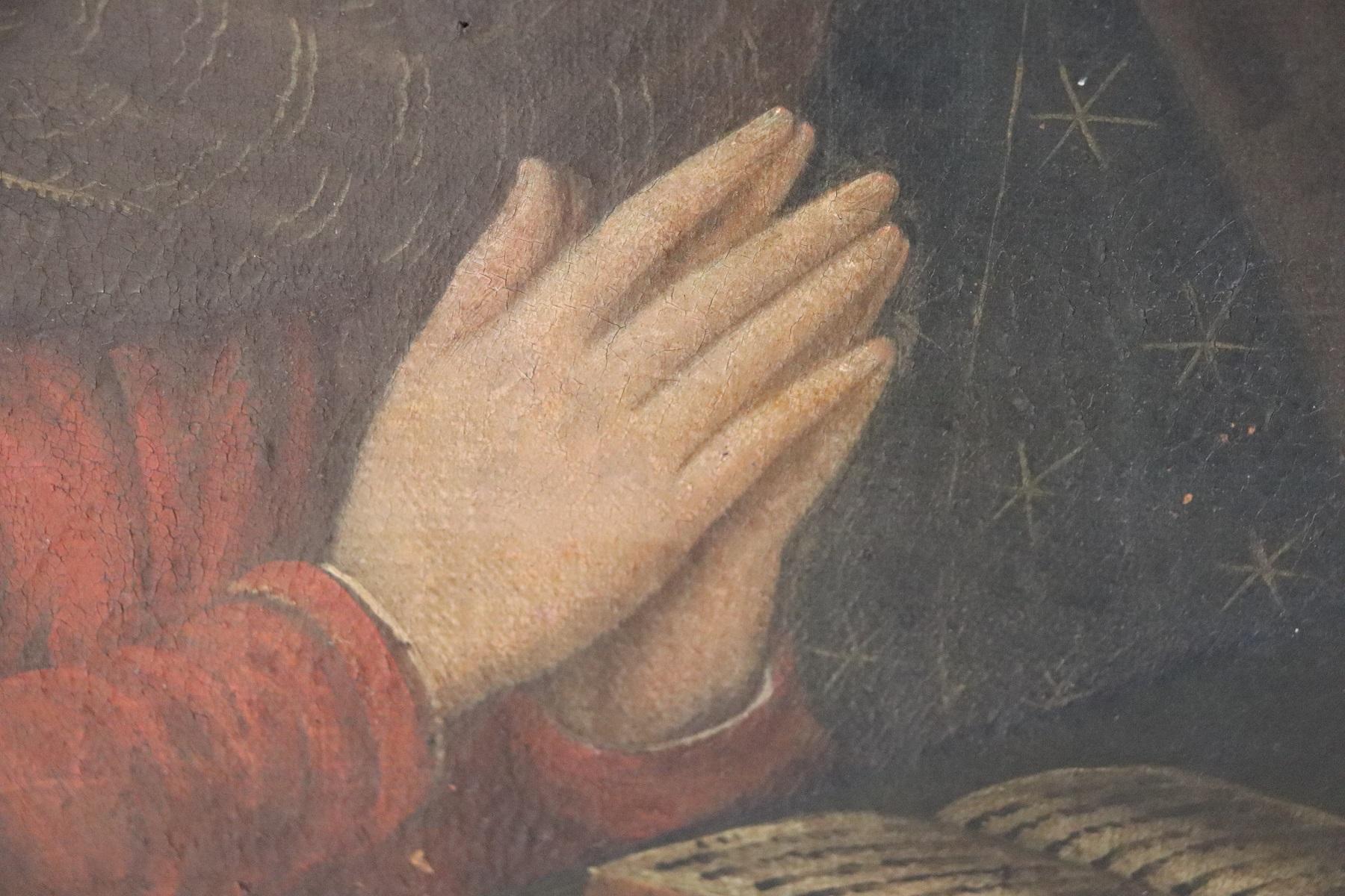 Late 17th Century 17th Century Italian Oil Painting on Canvas, Virgin Mary in Prayer