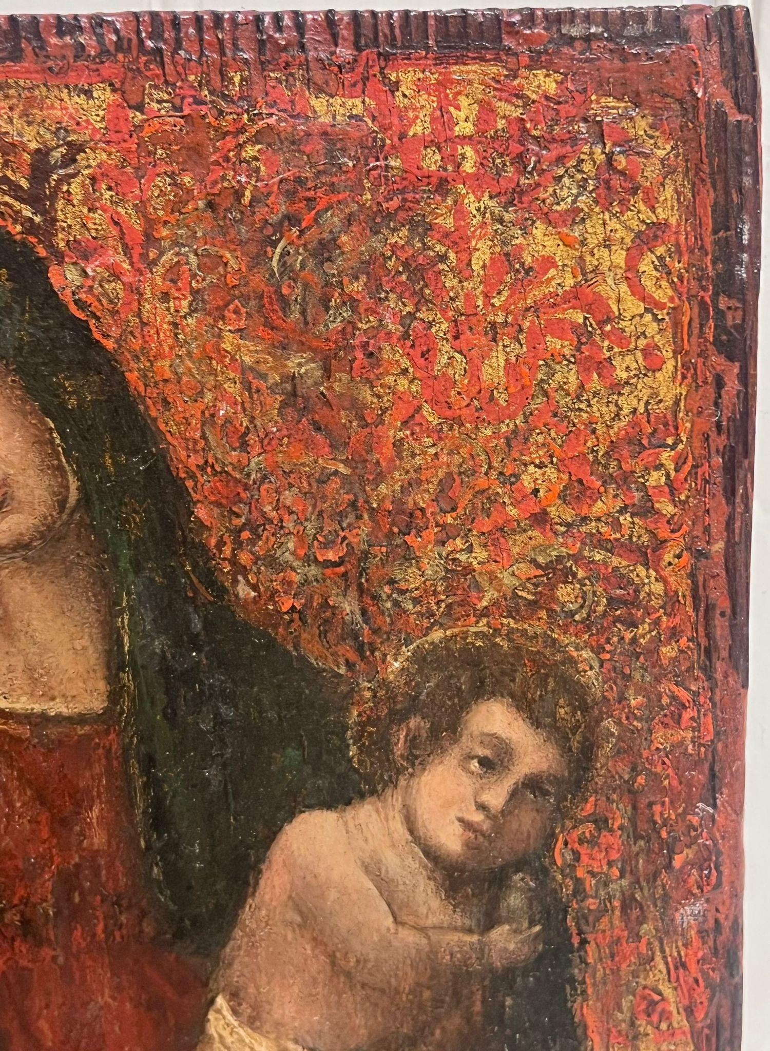 Pregevole dipinto a olio del XVII secolo di un vecchio maestro italiano, Madonna con Cristo Bambino - Figurative Painting Marrone di 17th Century Italian Old Master