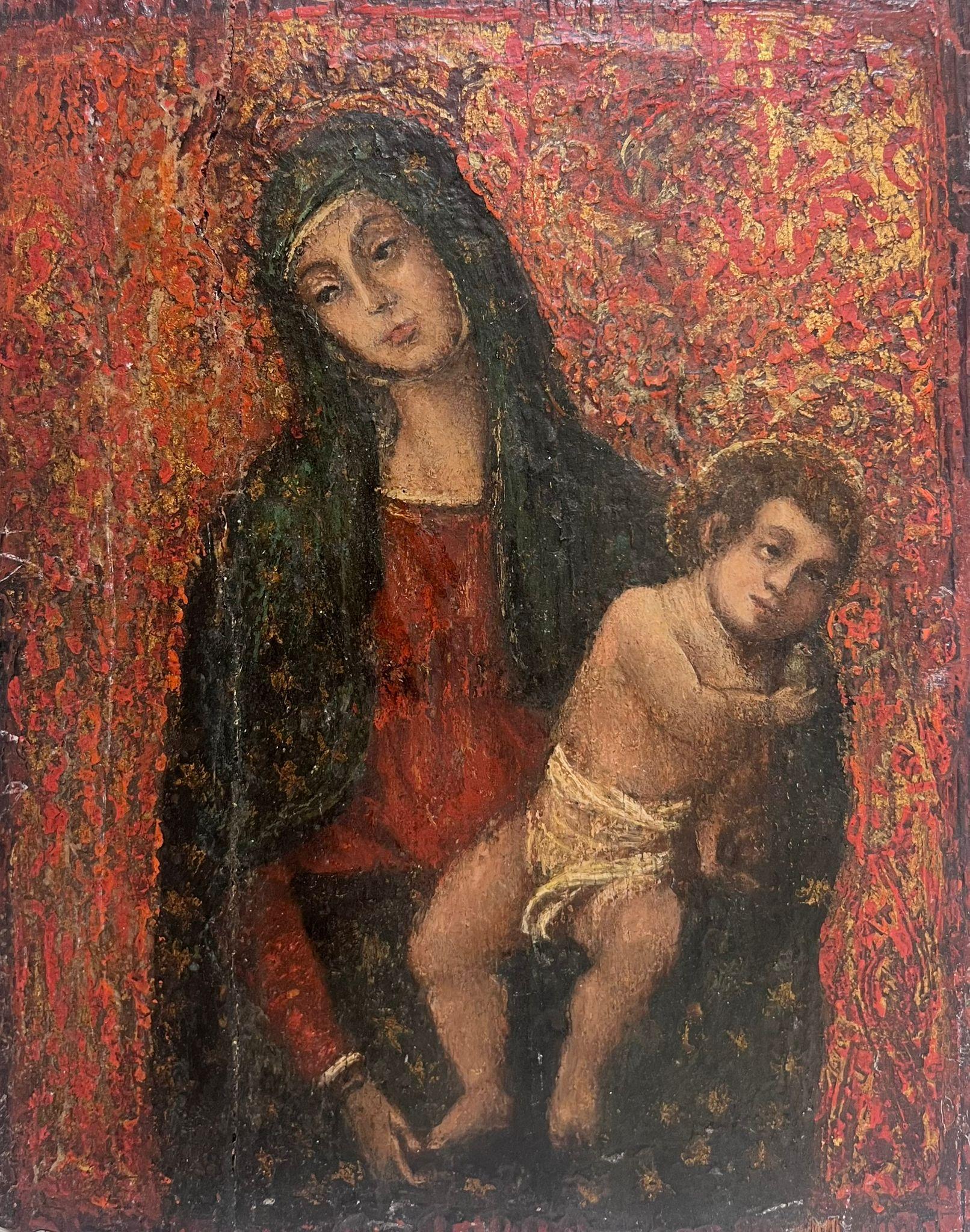 Figurative Painting di 17th Century Italian Old Master - Pregevole dipinto a olio del XVII secolo di un vecchio maestro italiano, Madonna con Cristo Bambino