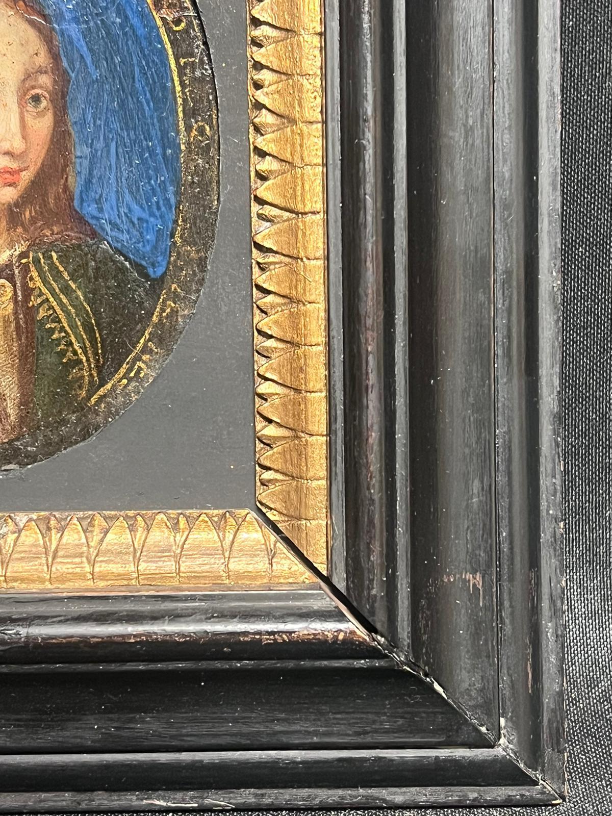 Fine 17th Century Italian Old Master Oval Portrait of Lady on Copper Wooden Frm For Sale 4