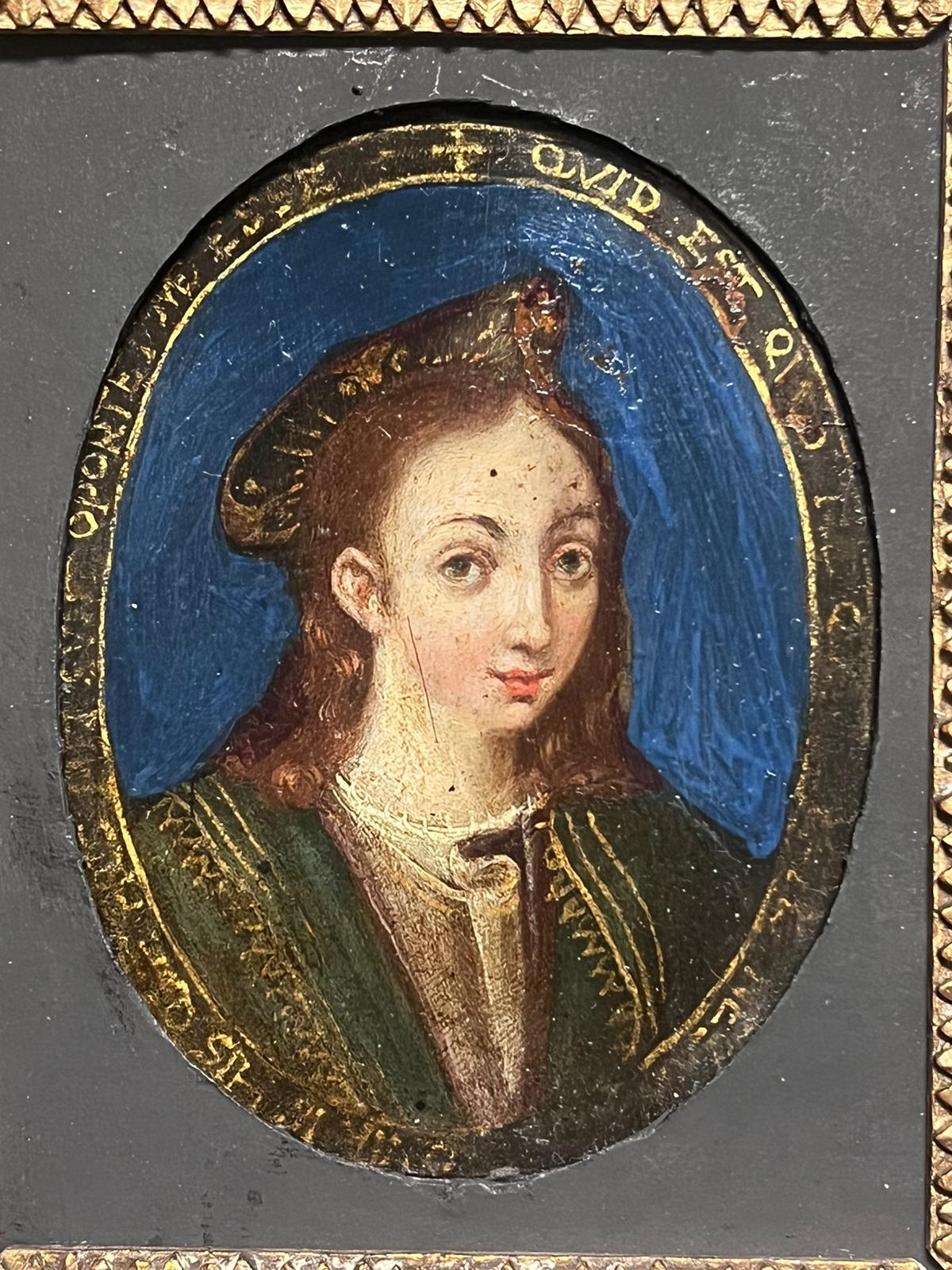 Fine 17th Century Italian Old Master Oval Portrait of Lady on Copper Wooden Frm For Sale 5