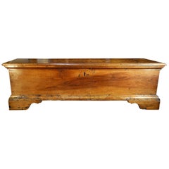 17th Century Italian Old Walnut Tuscan Rustic Primitive Trunk Chest Circa 1690