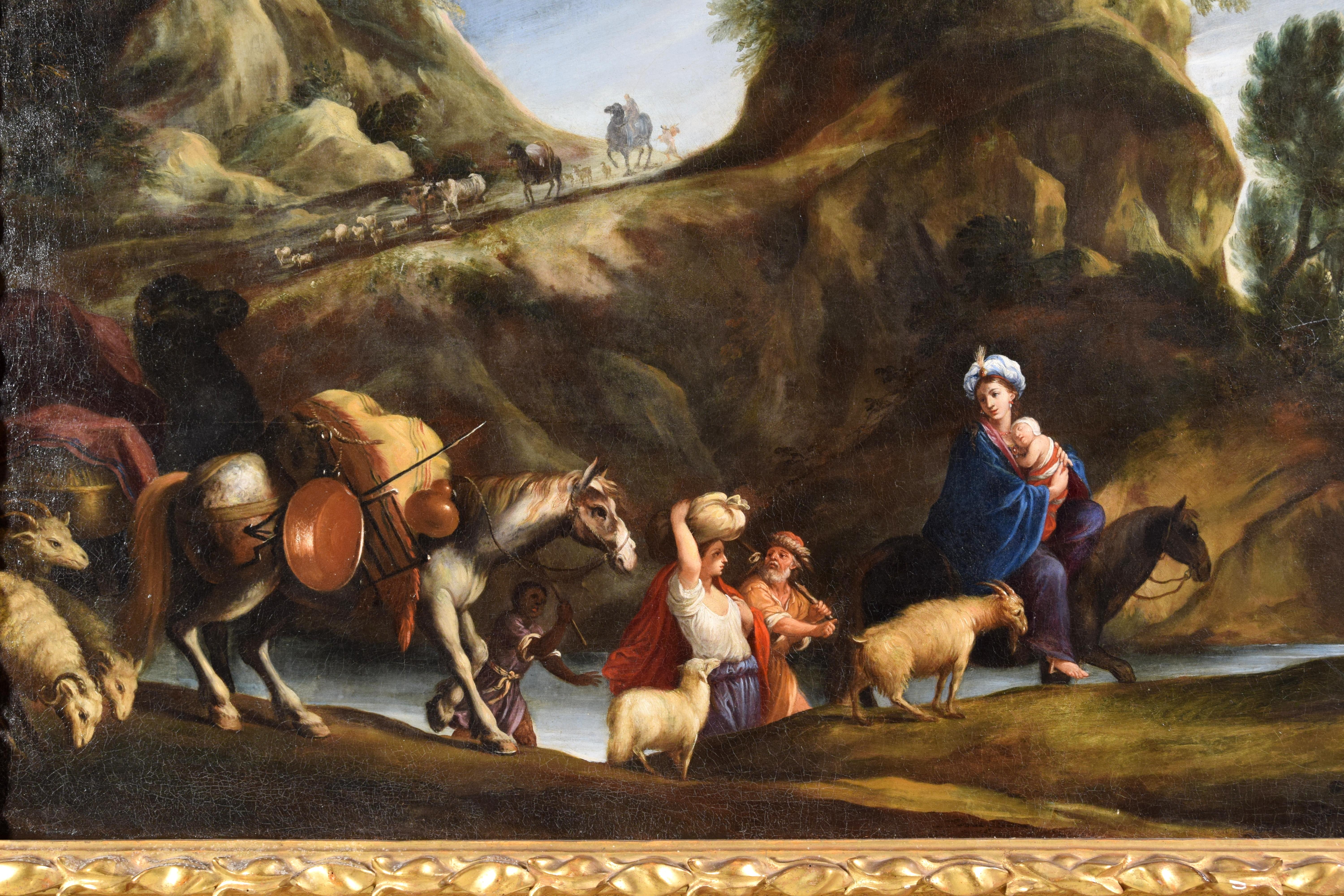 Intagliato a mano Dipinto italiano del XVII secolo di Pier Francesco Cittadini, Giacobbe e la sua famiglia in vendita