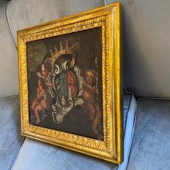 17th Century Italian Painting Fragment of Angels with a Noble Coat of Arms