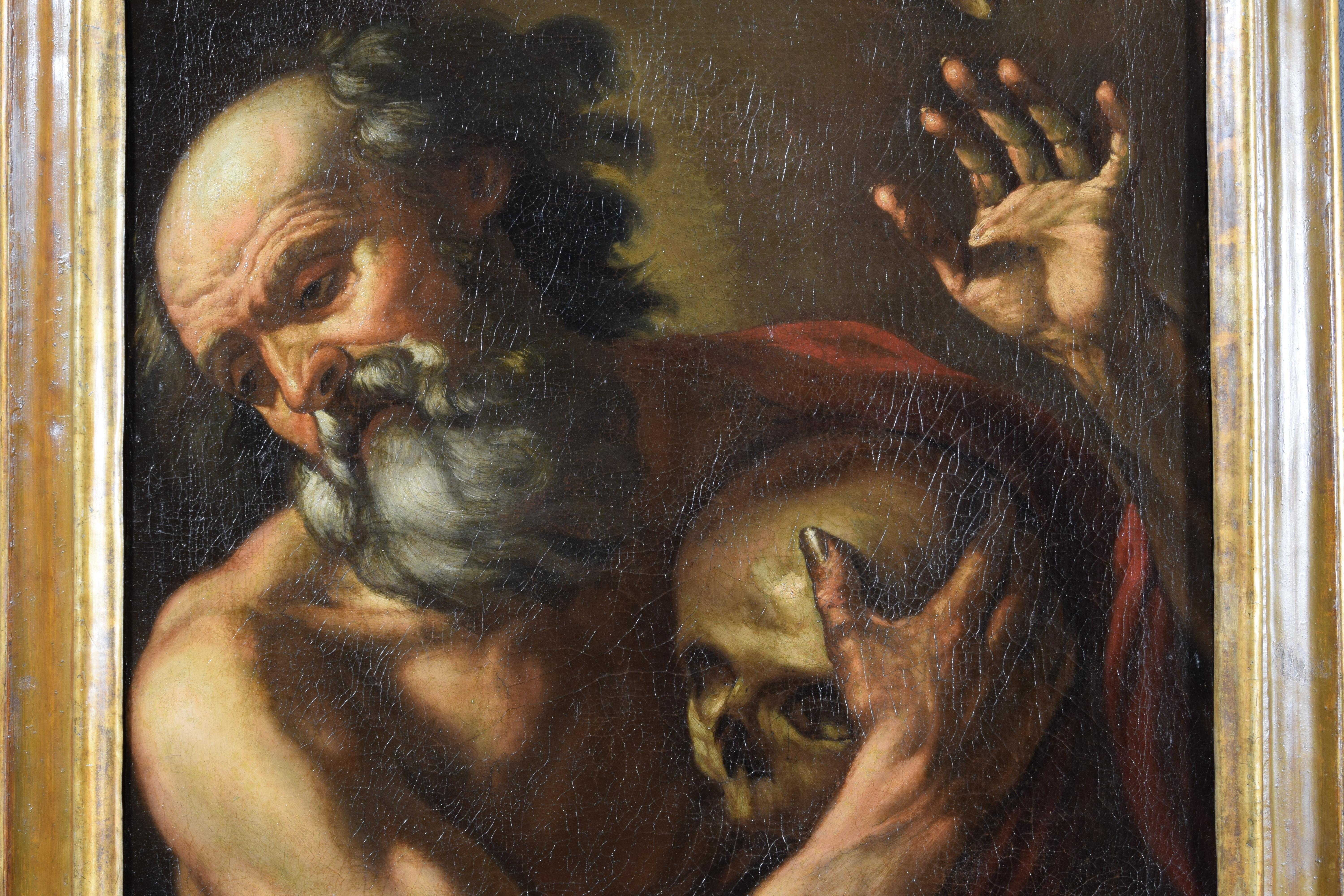 17th Century, Italian Painting Saint Jerome Hears the Trumpet of Judgment For Sale 4