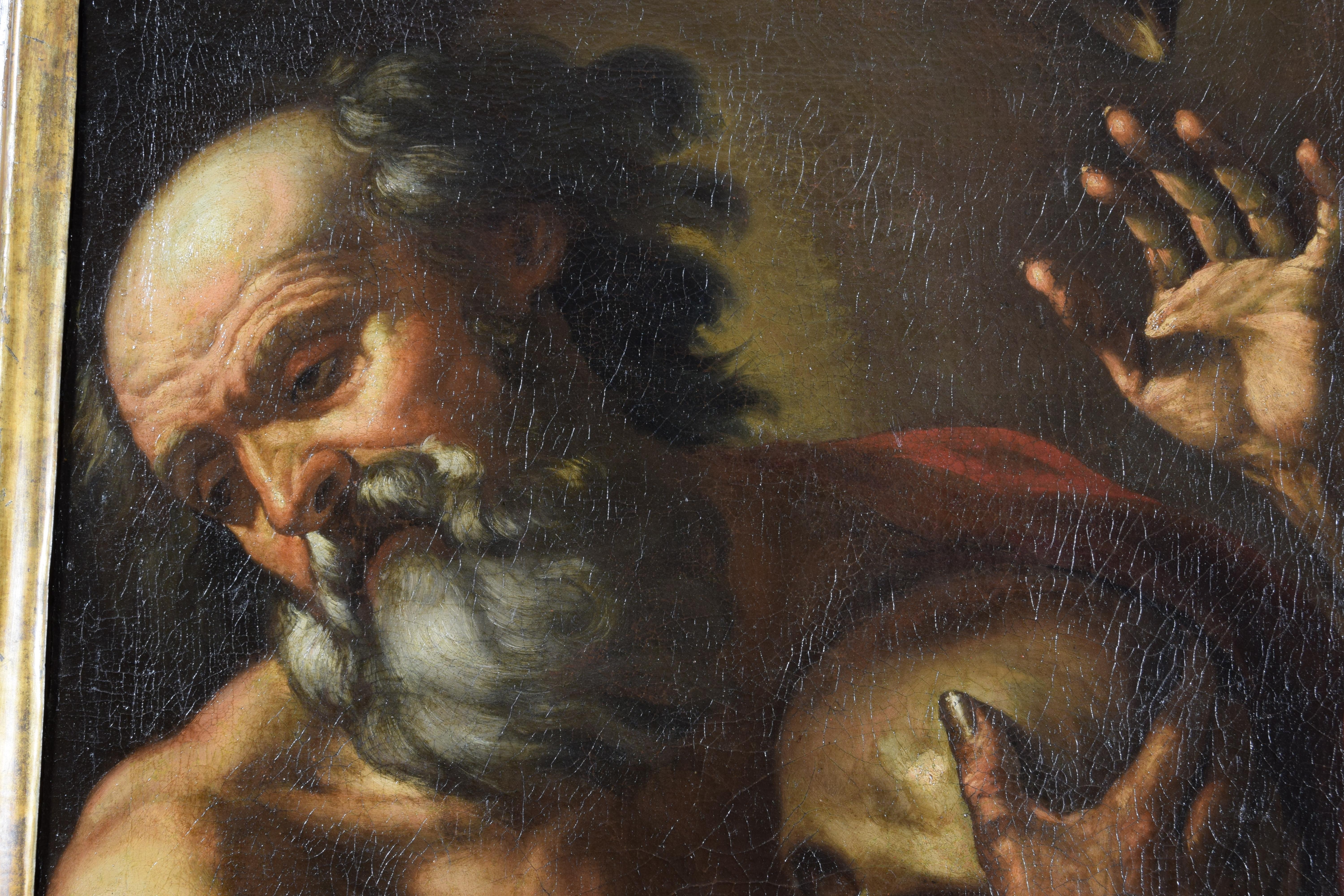 17th Century, Italian Painting Saint Jerome Hears the Trumpet of Judgment For Sale 5