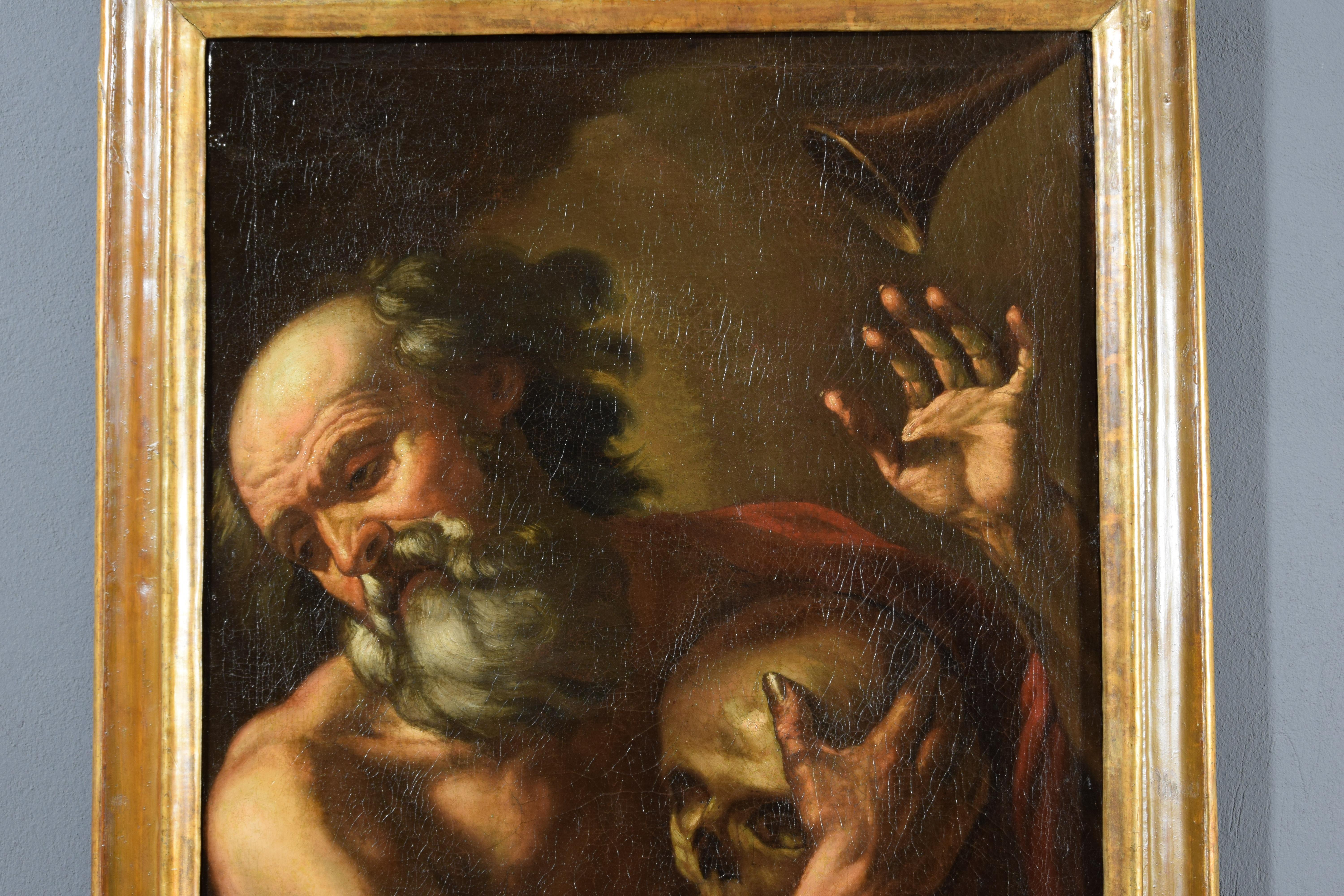 17th Century, Italian Painting Saint Jerome Hears the Trumpet of Judgment For Sale 1