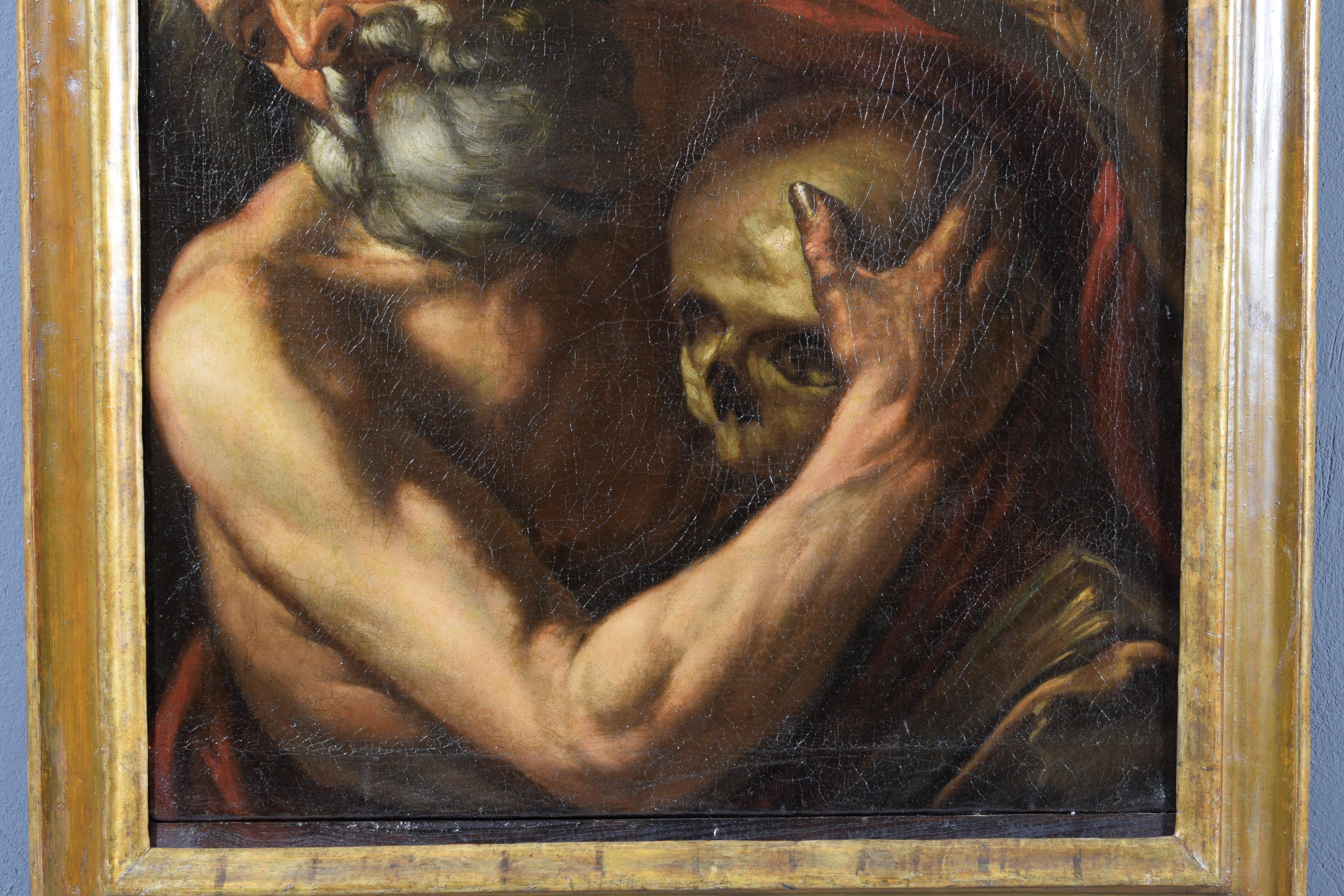 17th Century, Italian Painting Saint Jerome Hears the Trumpet of Judgment For Sale 3