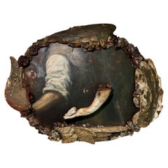 17th Century Italian Painting with Angel Wing Frame and 17th Century Arm