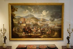 17e siècle, peinture italienne représentant une bataille attribuée à Marzio Masturzo