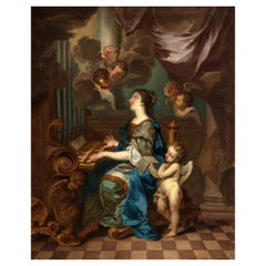 XVIIe siècle, peinture italienne avec Sainte Cécile avec des anges en concert