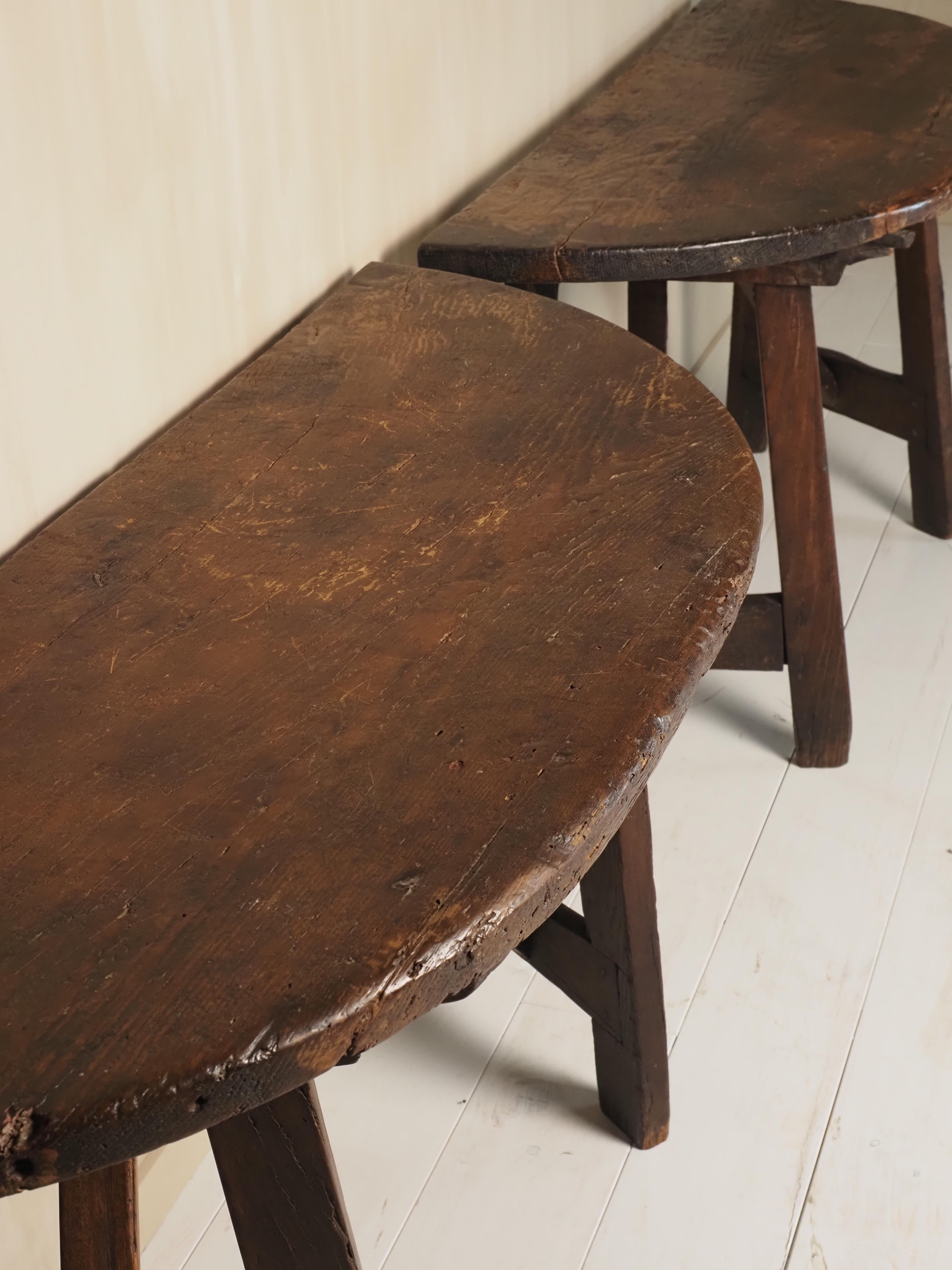Walnut 17th Century Italian pair of demi lunes - center table