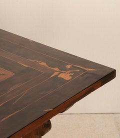 17th Century Italian Palisander Wood Trestle Table with its Original Metalwork