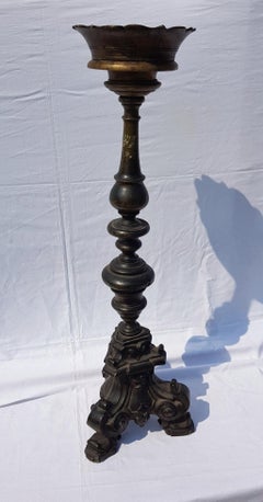 17th Century Italian Paschal Candleholder Bronze Venice Torchères Candlesticks