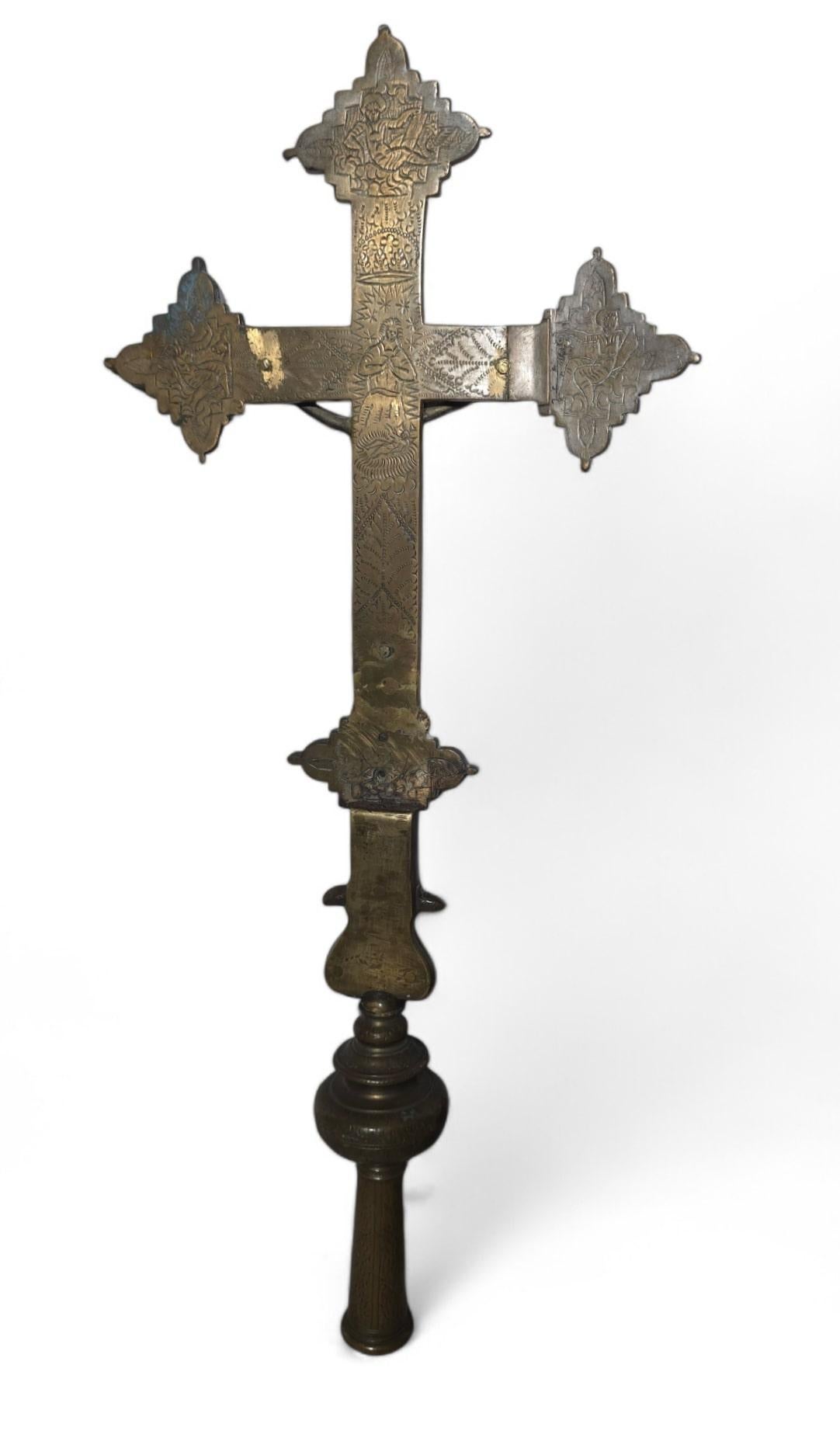 Croix de procession italienne en bronze du XVIIe siècle en vente 5