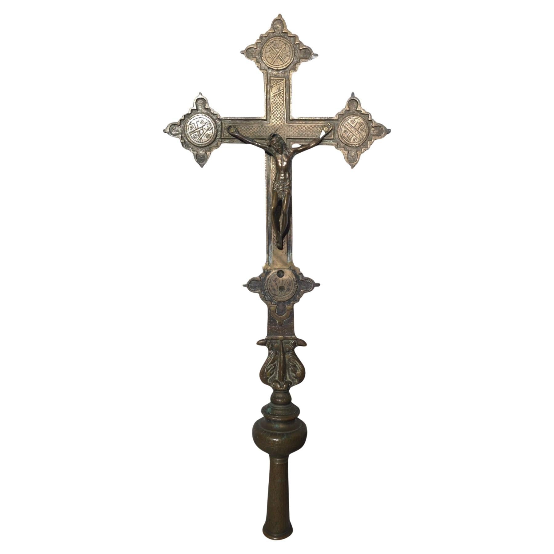 17th-Century Italian Processional Cross in Bronze