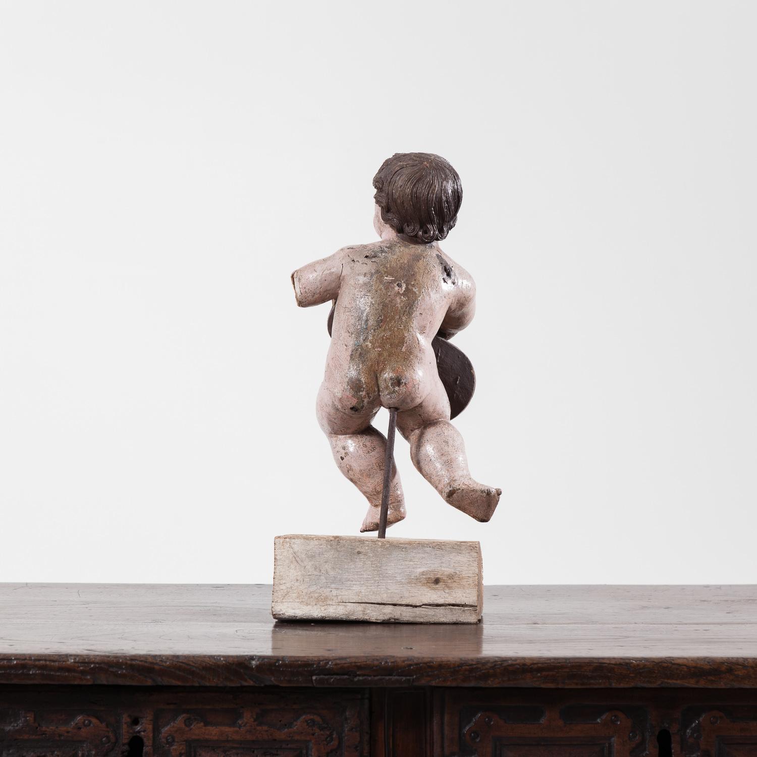 18th Century and Earlier 17th Century Italian Carved Painted Putto