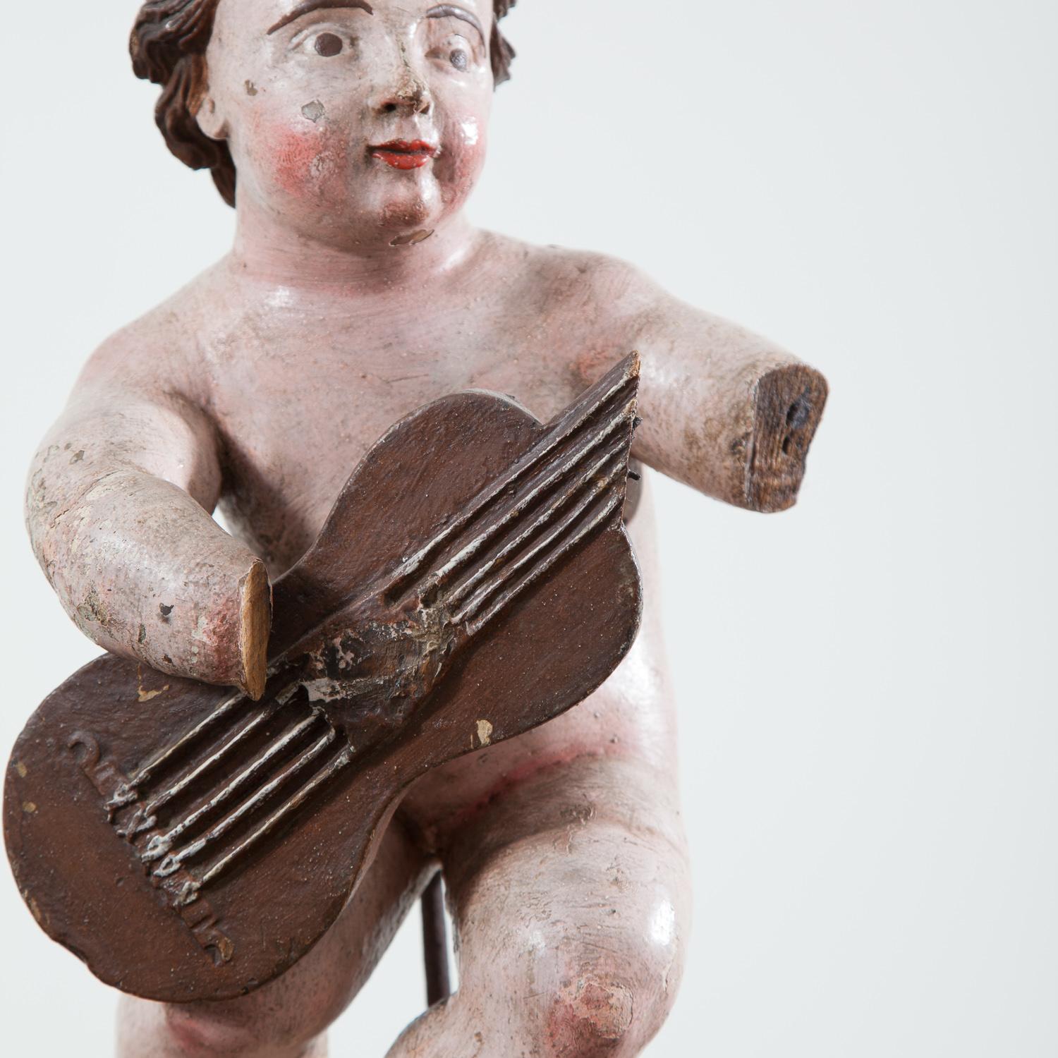 17th Century Italian Carved Painted Putto 3