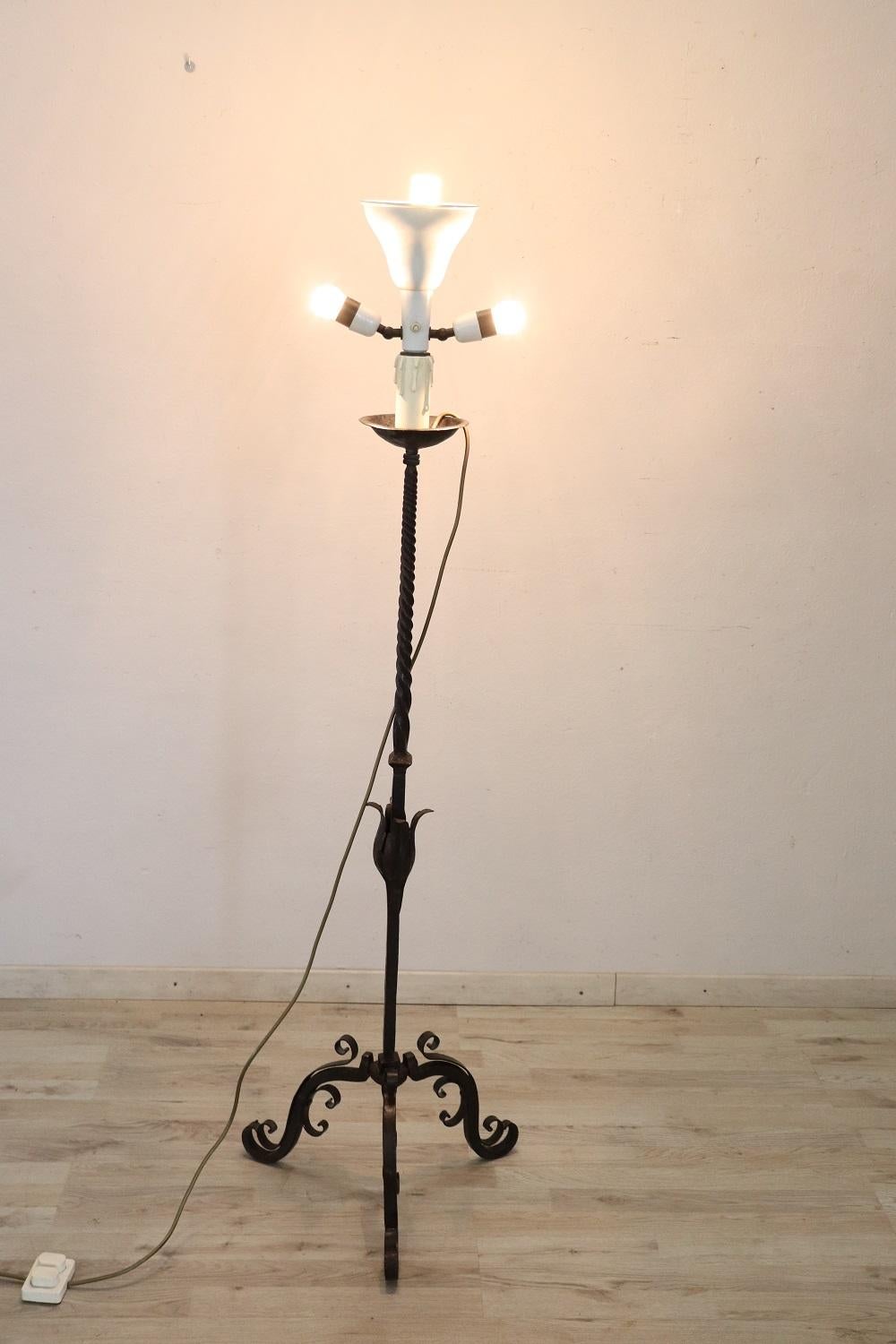 17th Century Italian Rare Antique Candelabra in Forged Iron For Sale 6