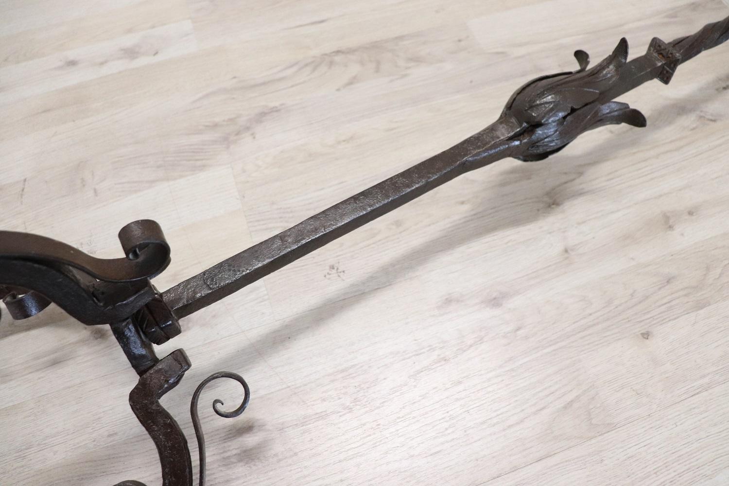 17th Century Italian Rare Antique Candelabra in Forged Iron For Sale 5