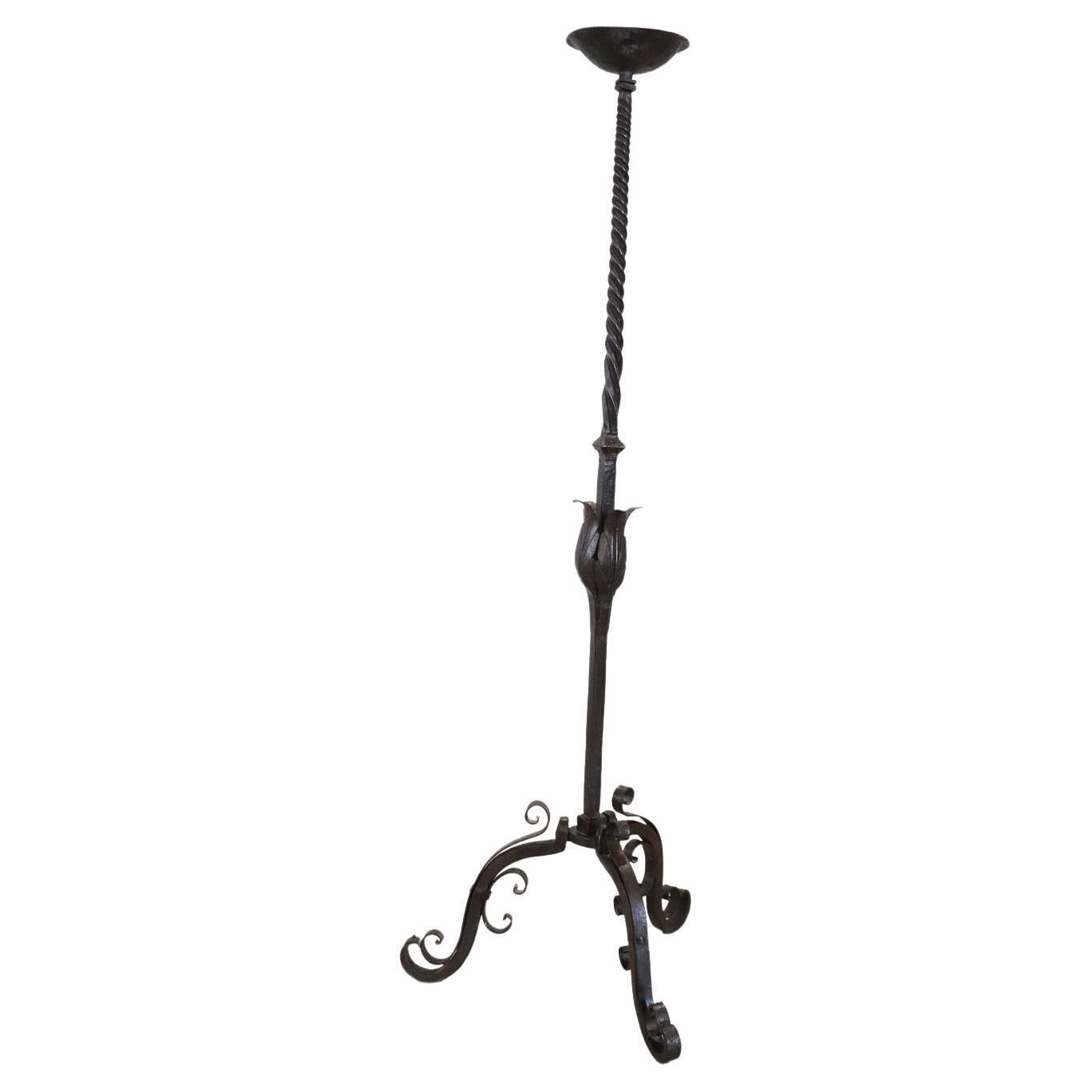 17th Century Italian Rare Antique Candelabra in Forged Iron For Sale