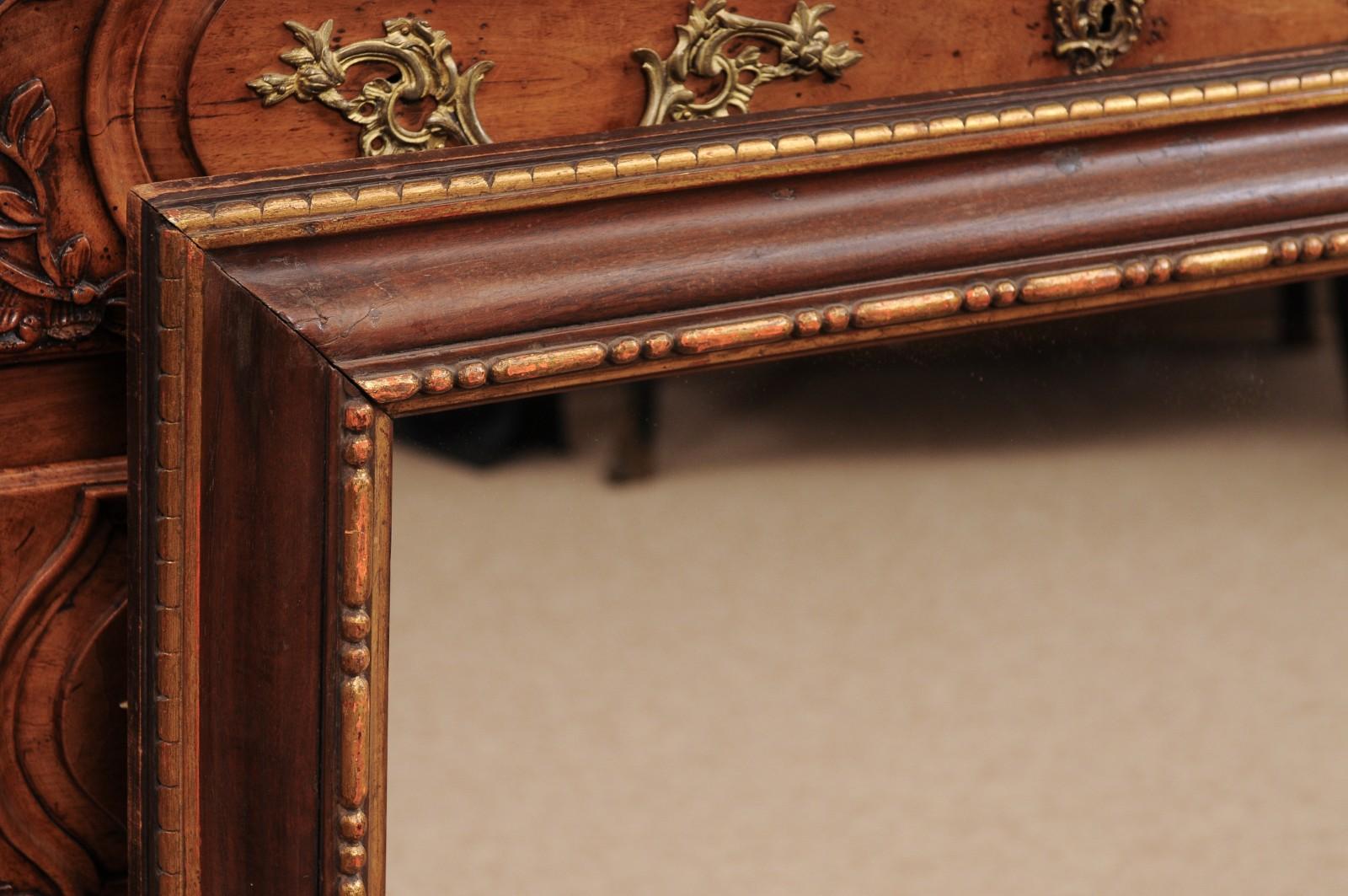 Miroir rectangulaire italien du 17ème siècle, peint en brun et sculpté en parcellaire et doré en vente 6