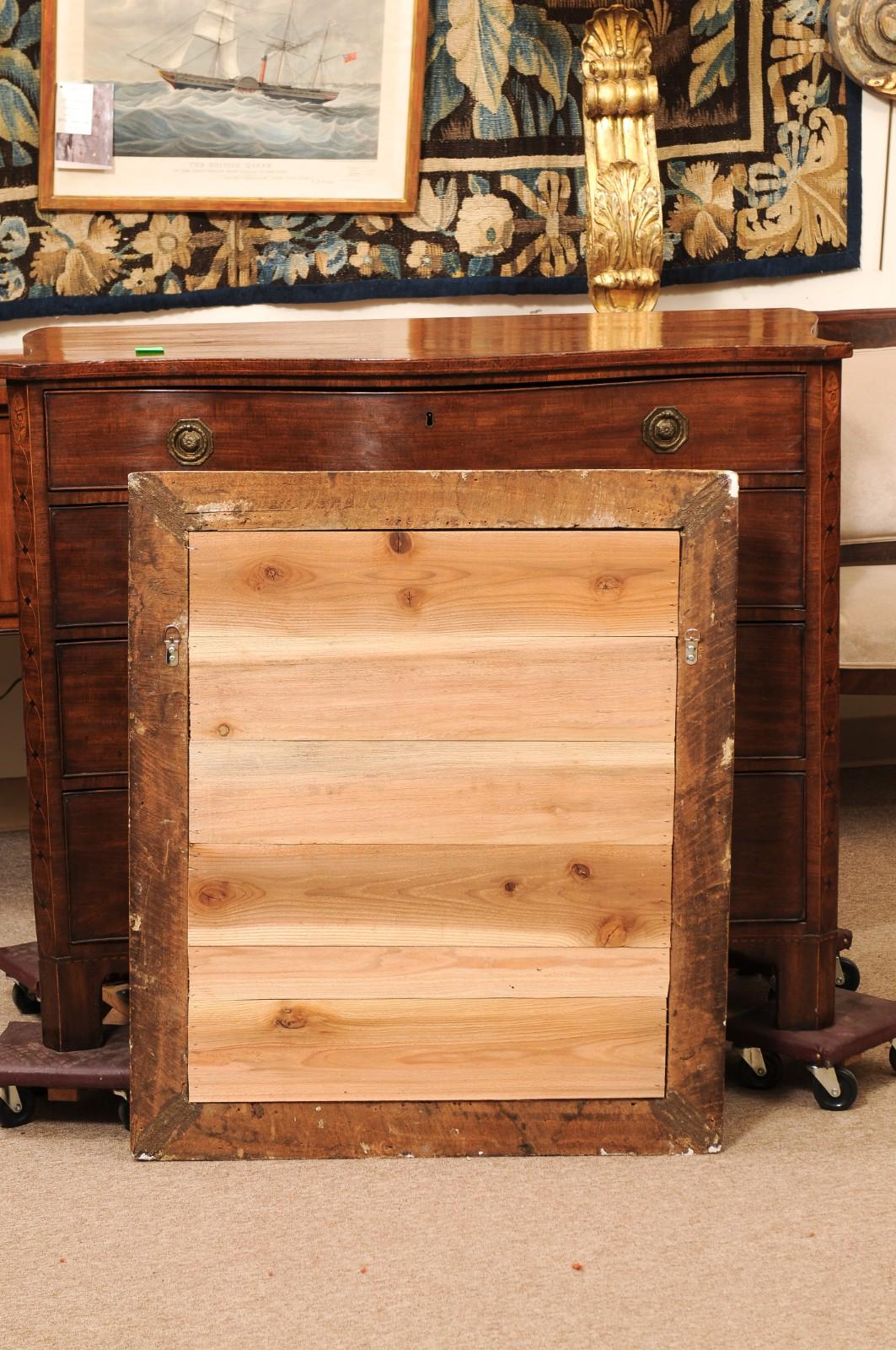 17th Century Italian Rectangular Brown Painted and Carved Parcel Gilt Mirror en venta 5
