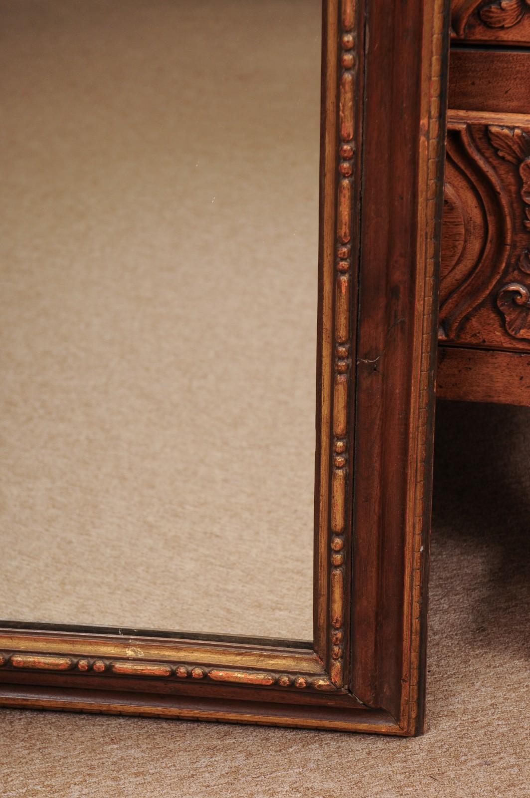 Miroir rectangulaire italien du 17ème siècle, peint en brun et sculpté en parcellaire et doré en vente 3