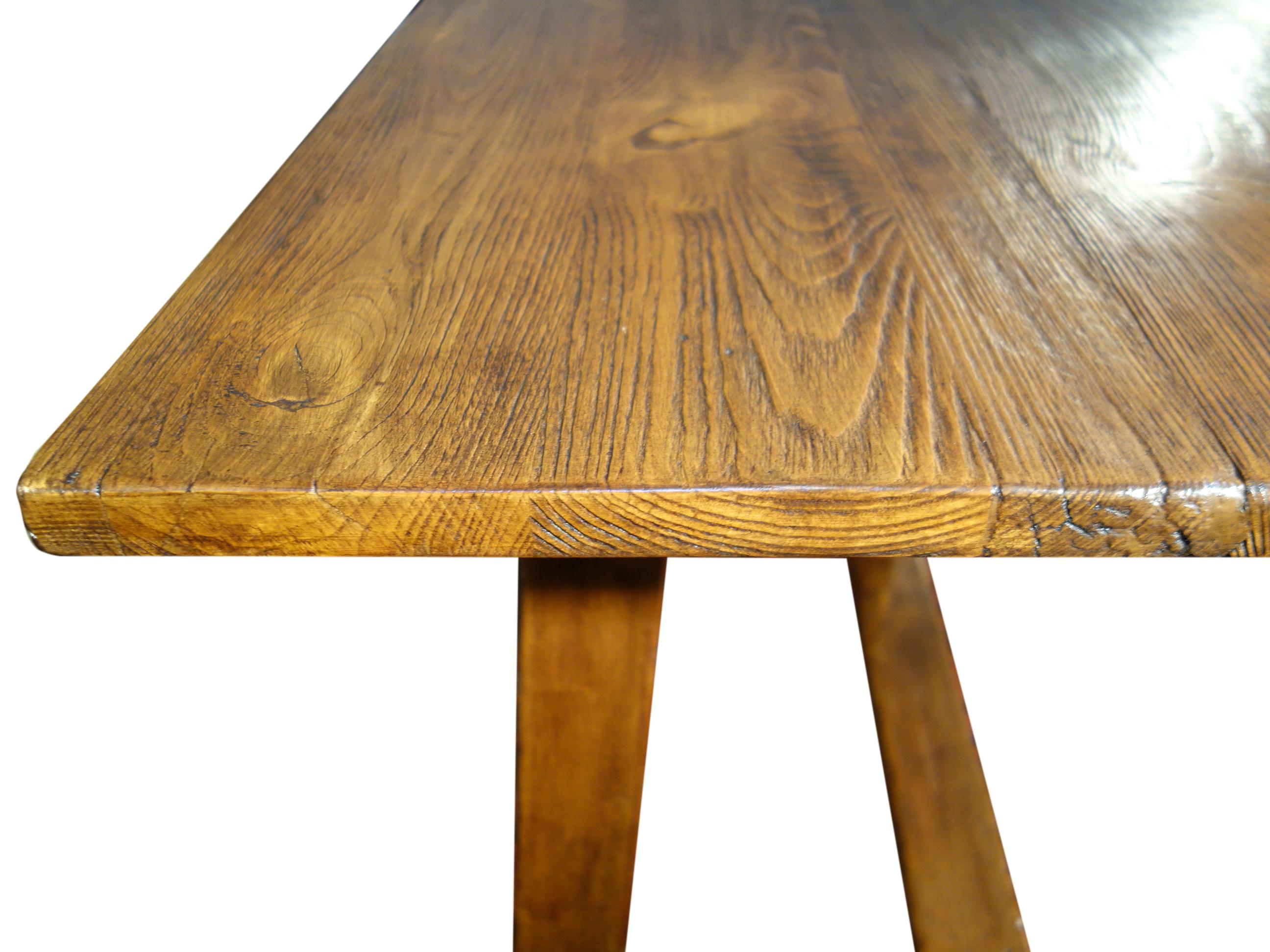 17th C Italian Refectory Style Solid Chestnut CAPRETTA Table with dining options For Sale 7