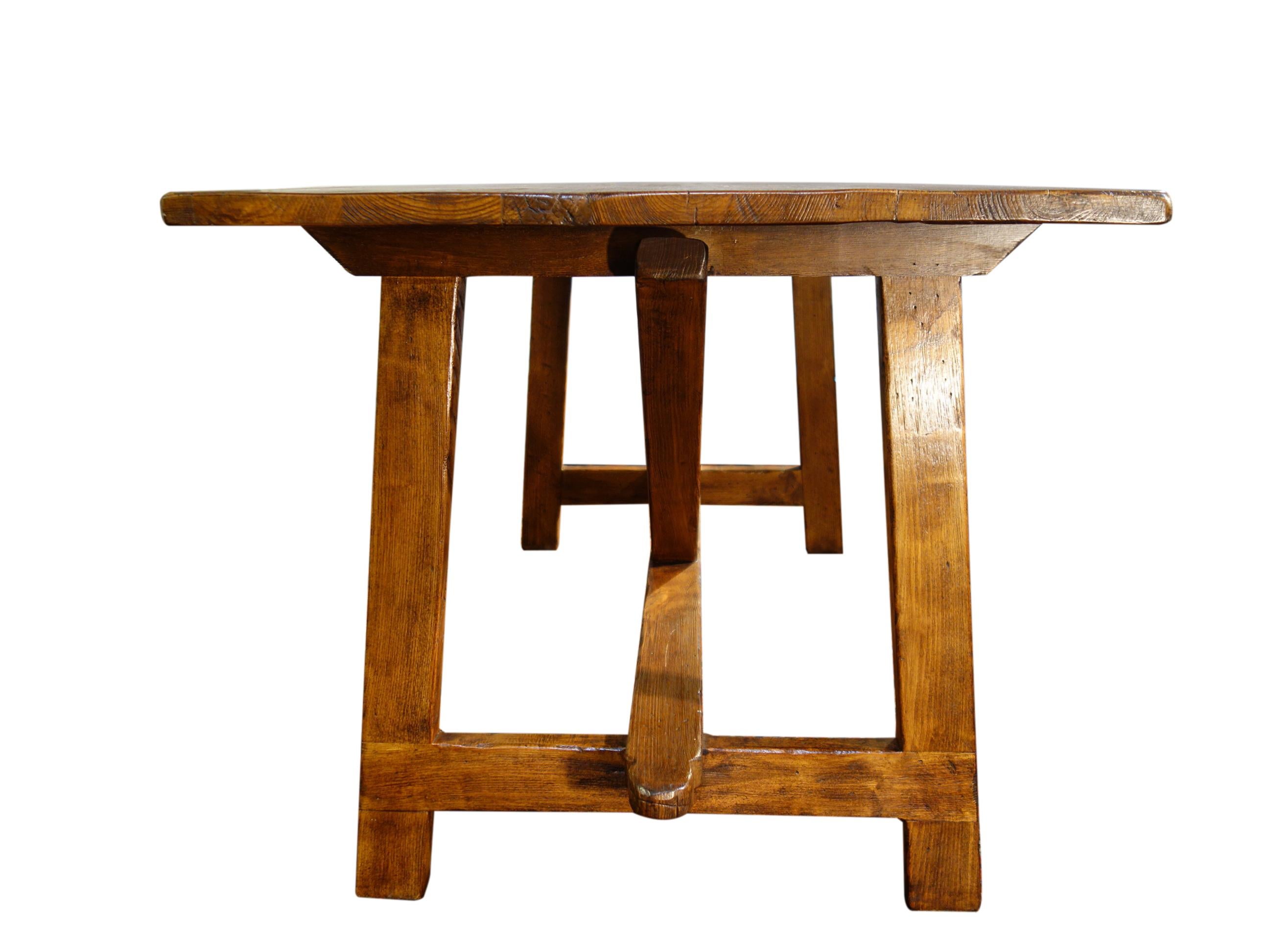 17th C Italian Refectory Style Solid Chestnut CAPRETTA Table with dining options For Sale 2