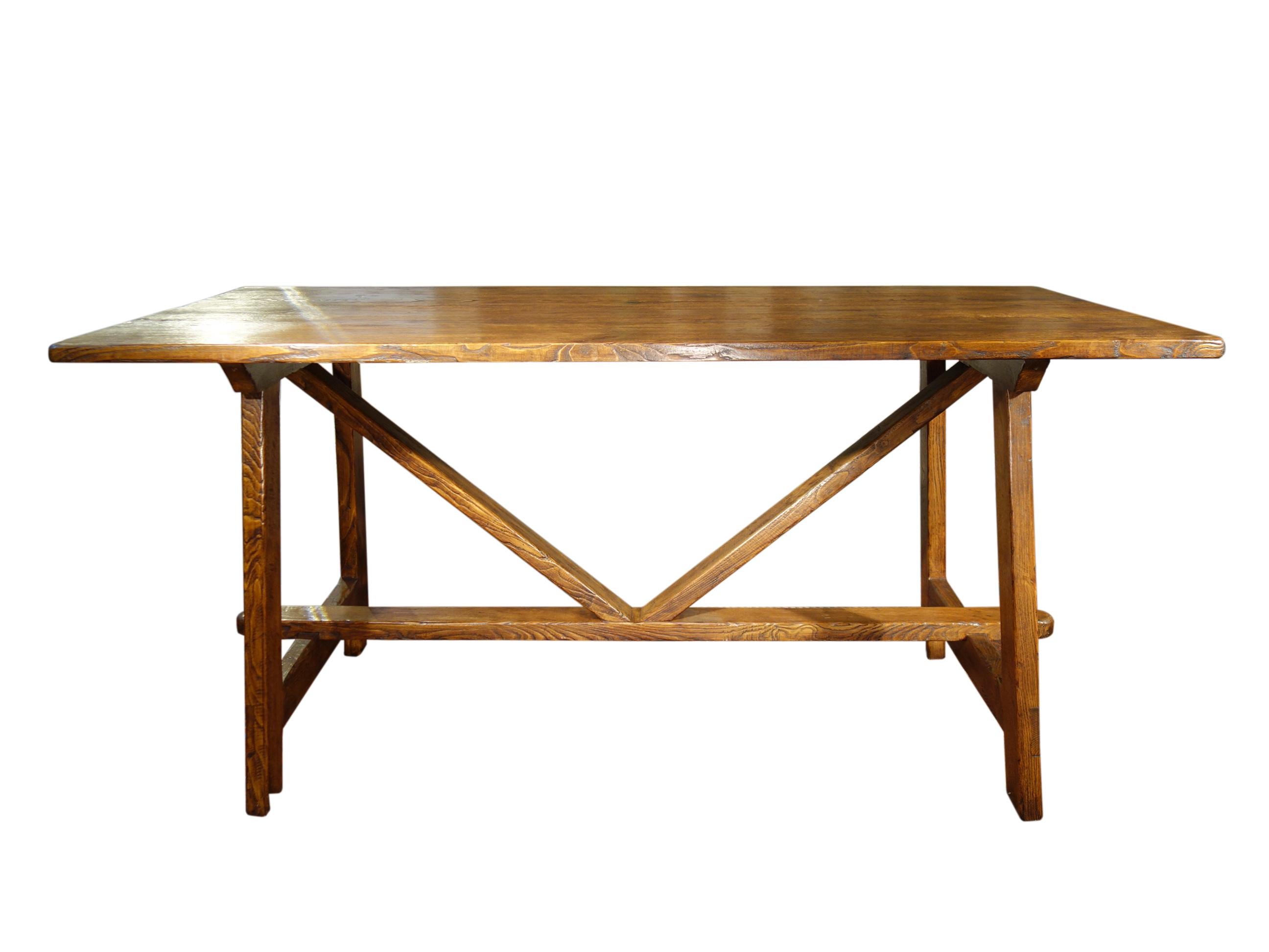 17th C Italian Refectory Style Solid Chestnut CAPRETTA Table with dining options For Sale 4