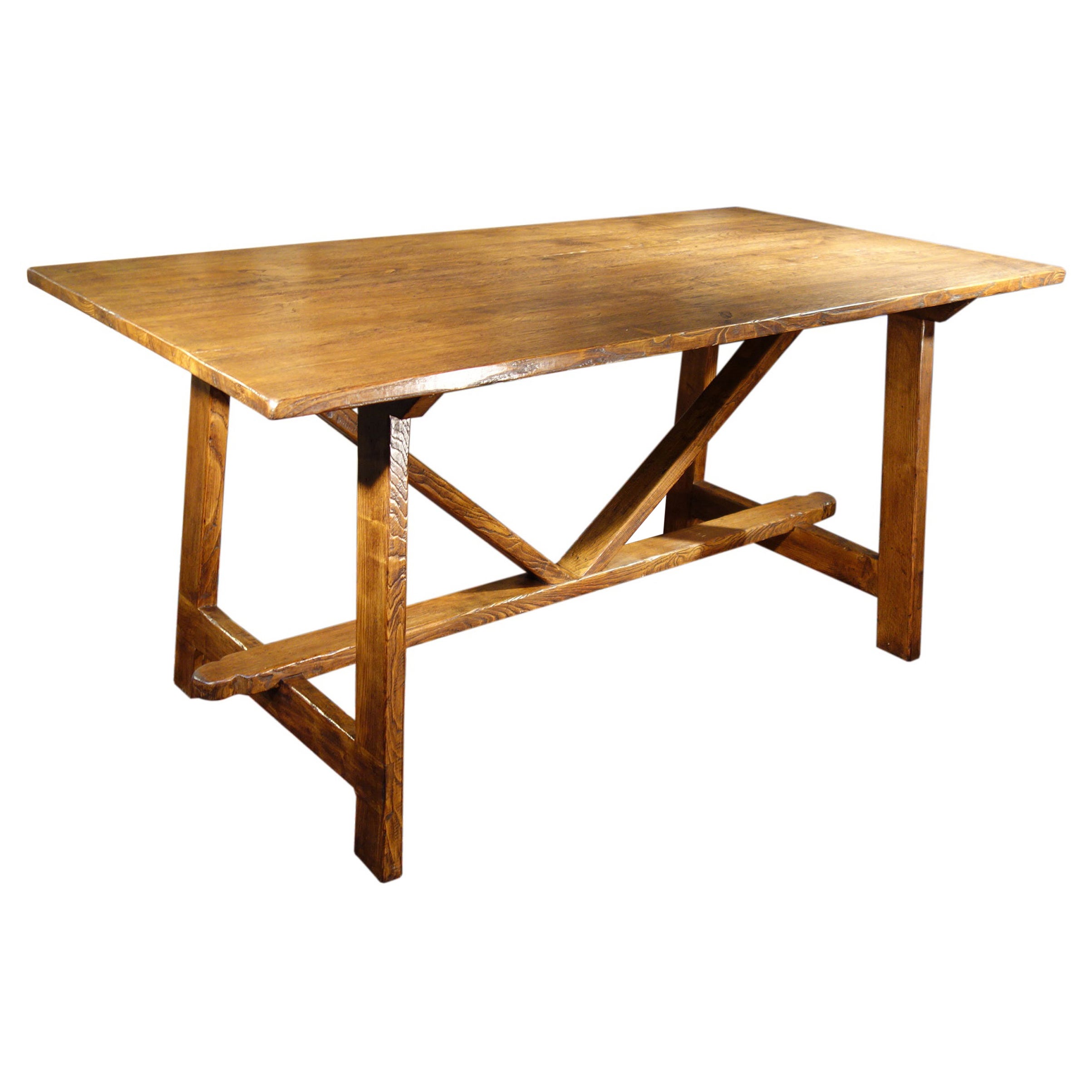 17th C Italian Refectory Style Solid Chestnut CAPRETTA Table with dining options For Sale