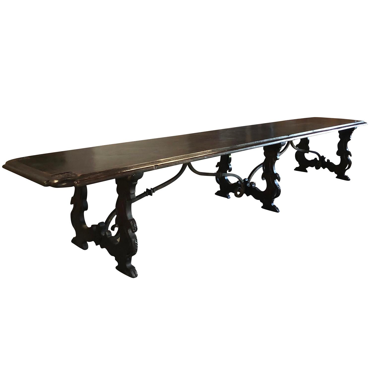 Renaissance 17th Century Italian Refectory Table - Antique Large Walnut Dining Table 