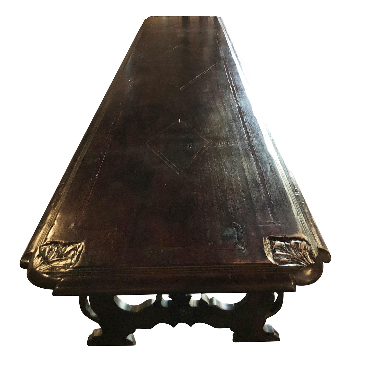 18th Century and Earlier 17th Century Italian Refectory Table - Antique Large Walnut Dining Table 